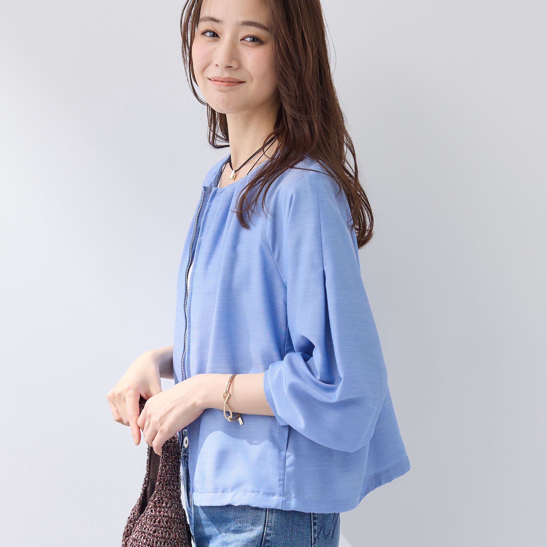 INDIVI「【洗える／大人シアー】エアリー バルーンブルゾン」|ブルゾン・スタジャン|