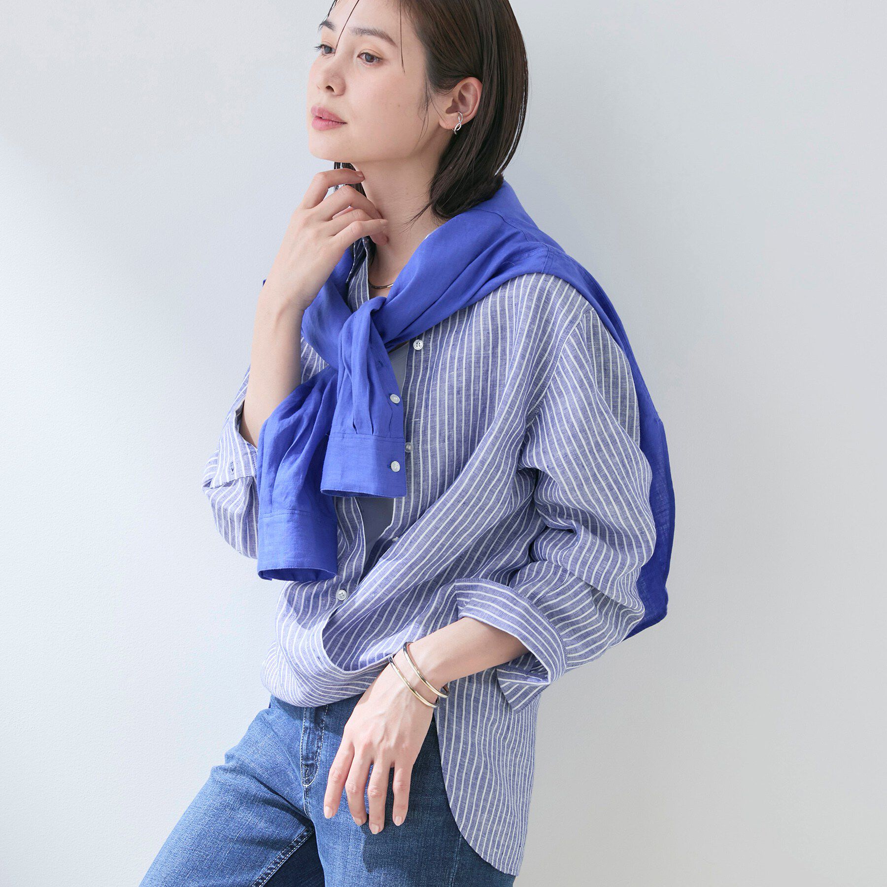 INDIVI「【接触冷感／2WAY】カシュクールリネンシャツ」|シャツ・ブラウス|