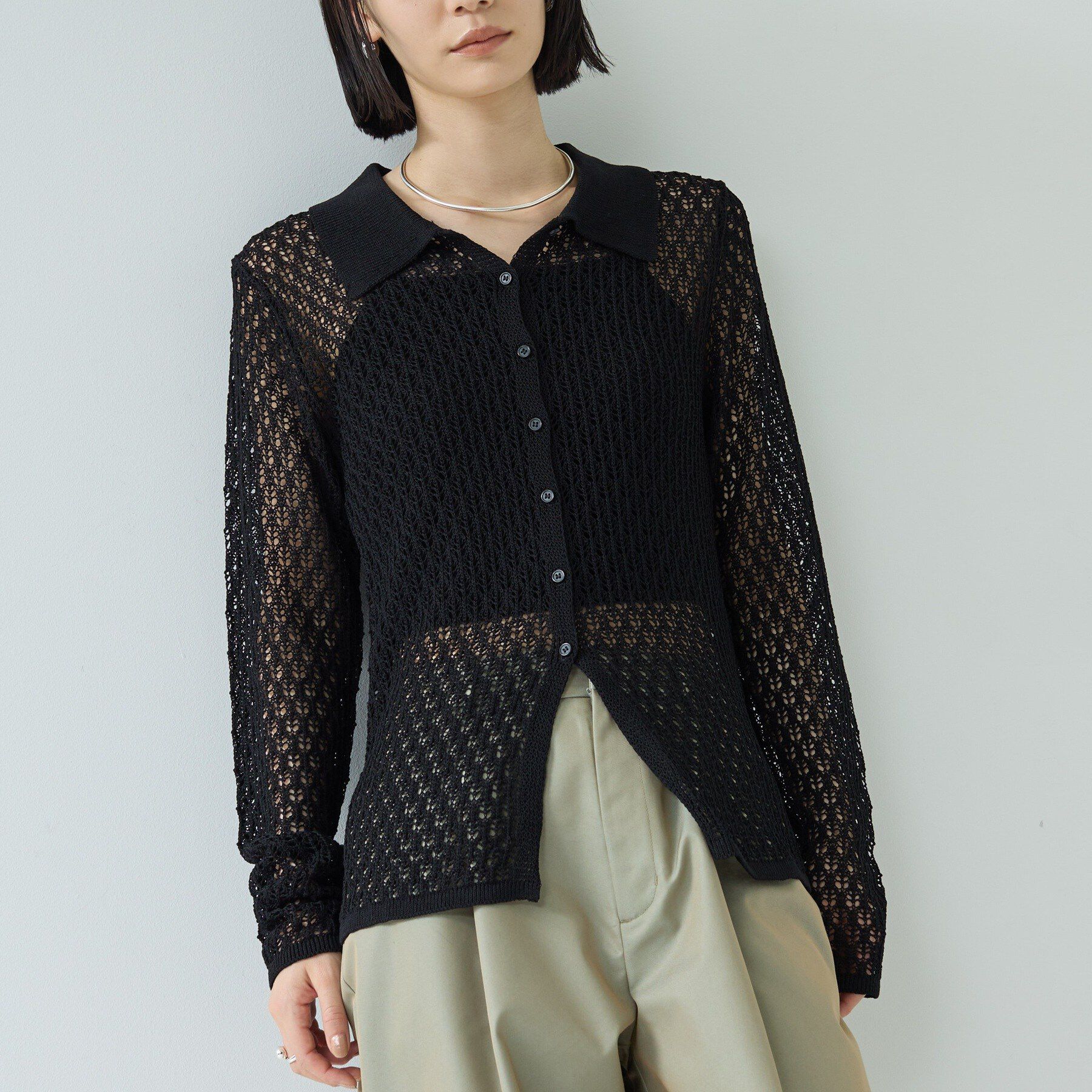 GALLEST「リネンライククロシェポロニット」|ニット・セーター|