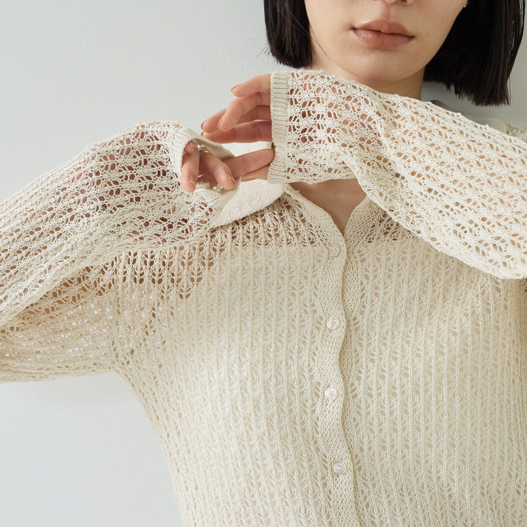 GALLEST「リネンライククロシェポロニット」|ニット・セーター|