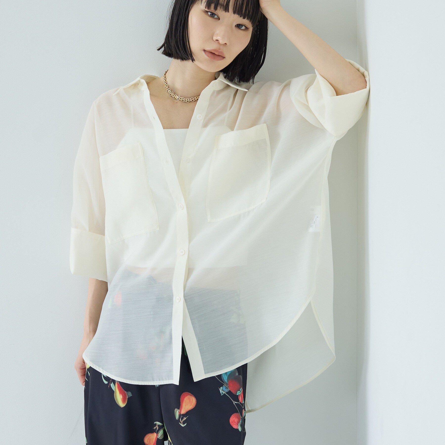 GALLEST「シアーコクーンブラウス」|シャツ・ブラウス|オフホワイト(003
