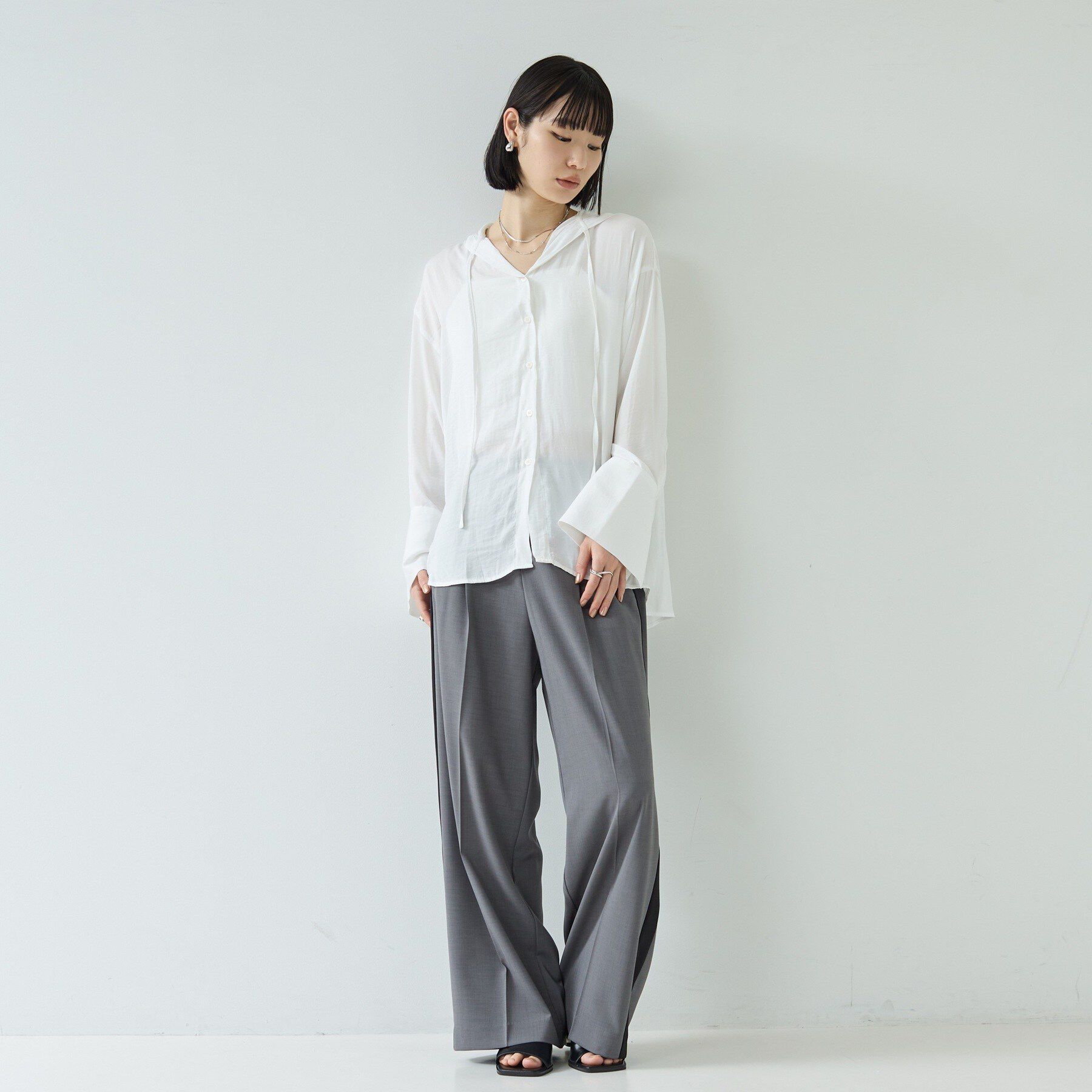 GALLEST「【一部店舗限定】シアーフードオーバーシャツ」|シャツ・ブラウス|