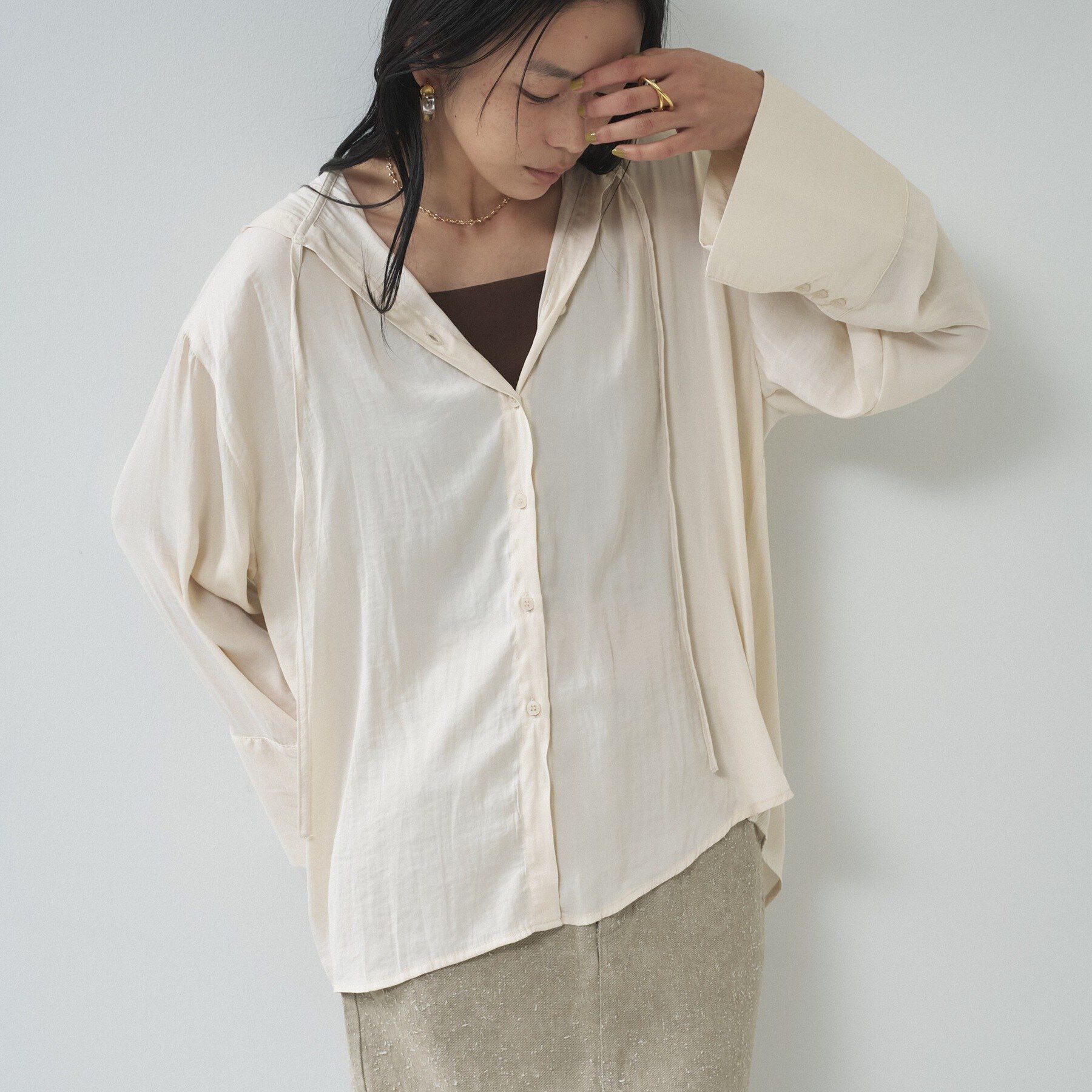 GALLEST「【一部店舗限定】シアーフードオーバーシャツ」|シャツ・ブラウス|