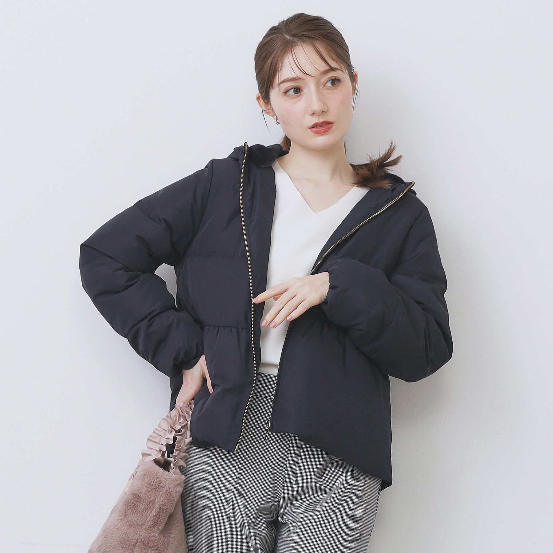 index「KAWADAダウンペプラムショートコート【撥水/洗濯機OK/静電気防止裏地】」|ダウン|