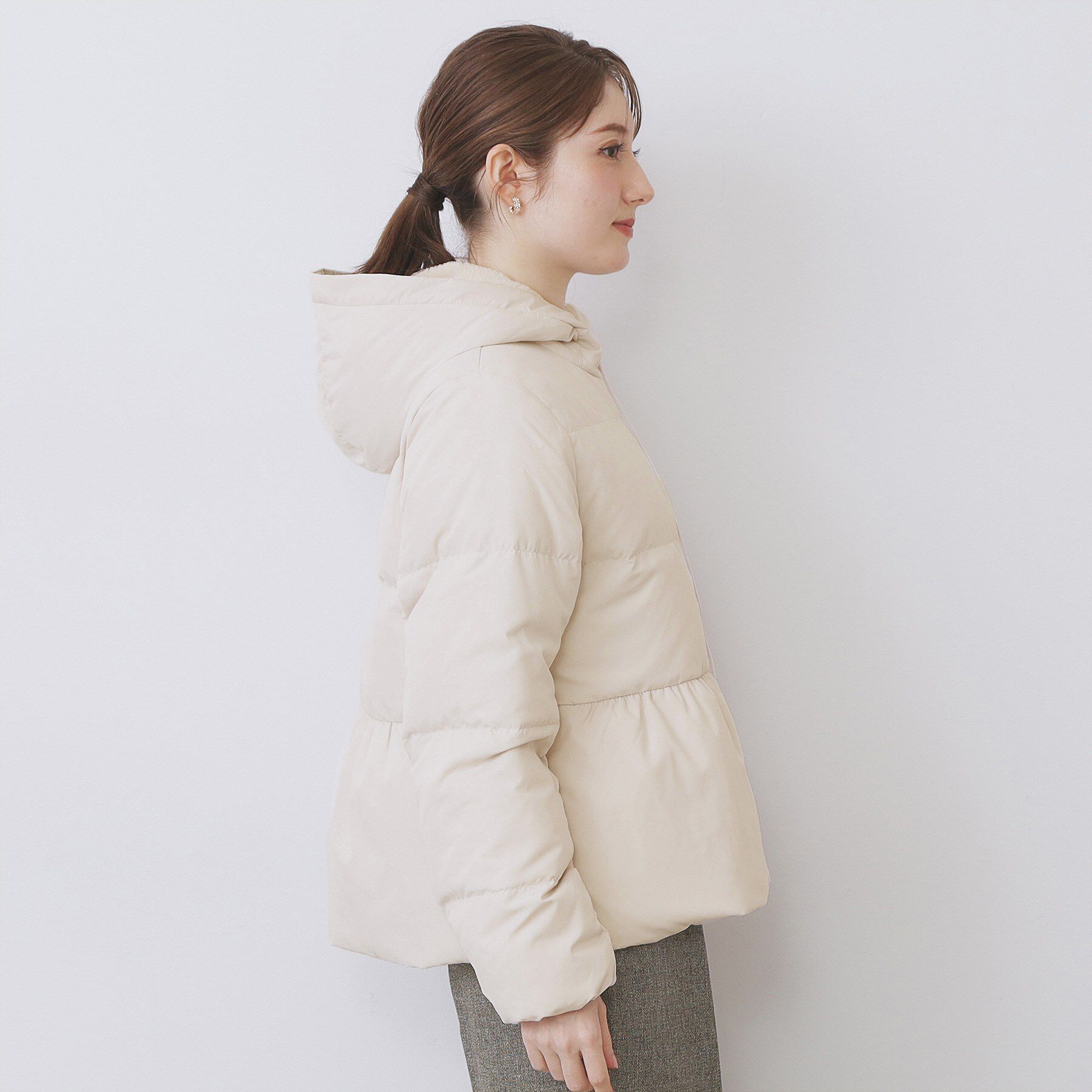 index「KAWADAダウンペプラムショートコート【撥水/洗濯機OK/静電気防止裏地】」|ダウン|