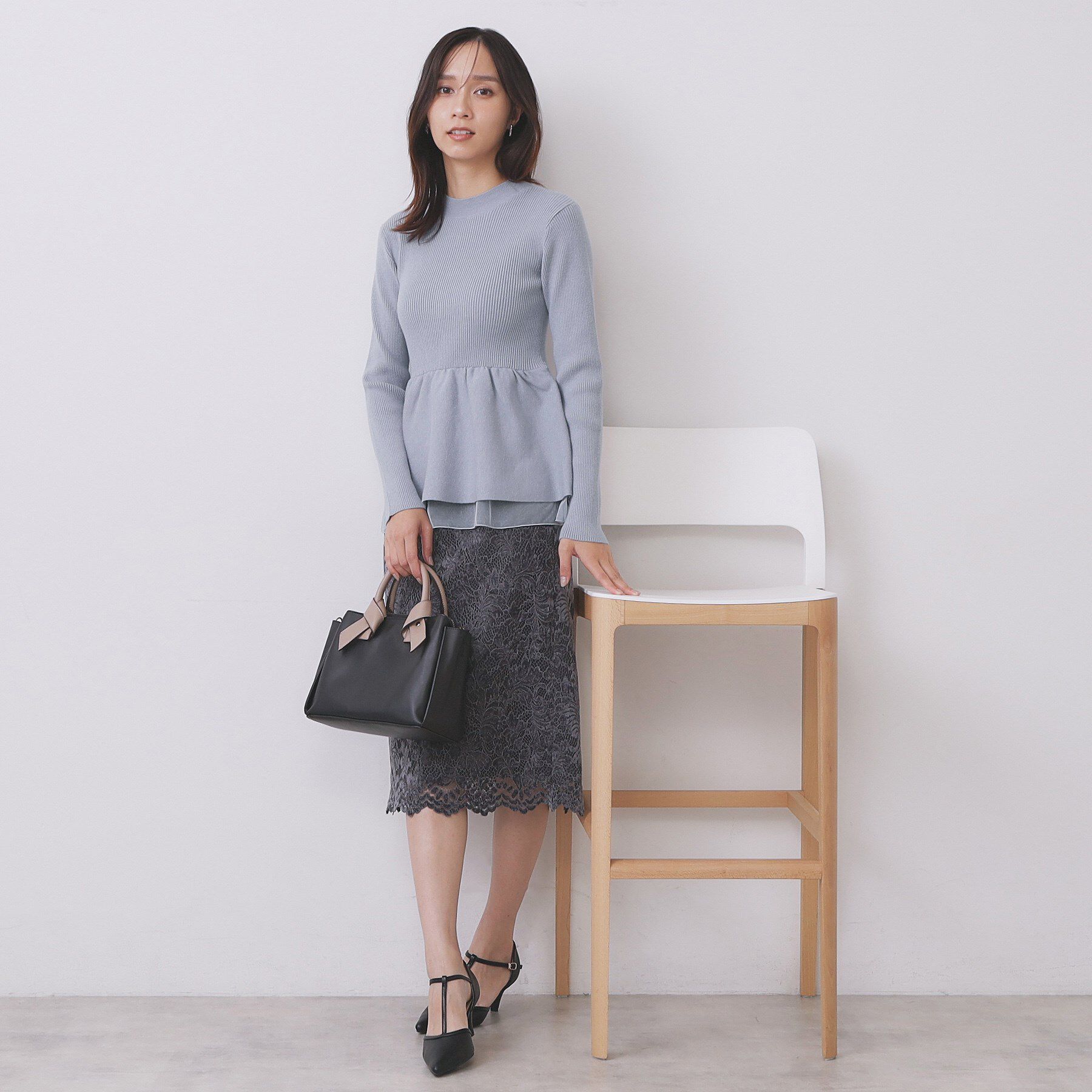 index「ペプラムチュールレイヤードニット【洗濯機OK】」|ニット・セーター|