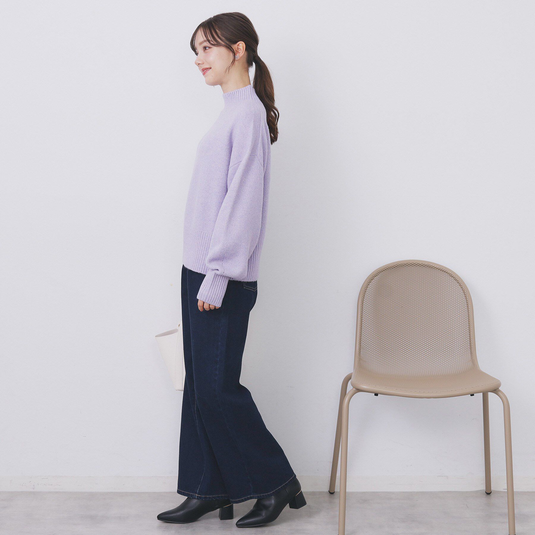 index「選べる2丈 ハイネックカラーミックスラメニット【洗濯機OK】」|ニット・セーター|