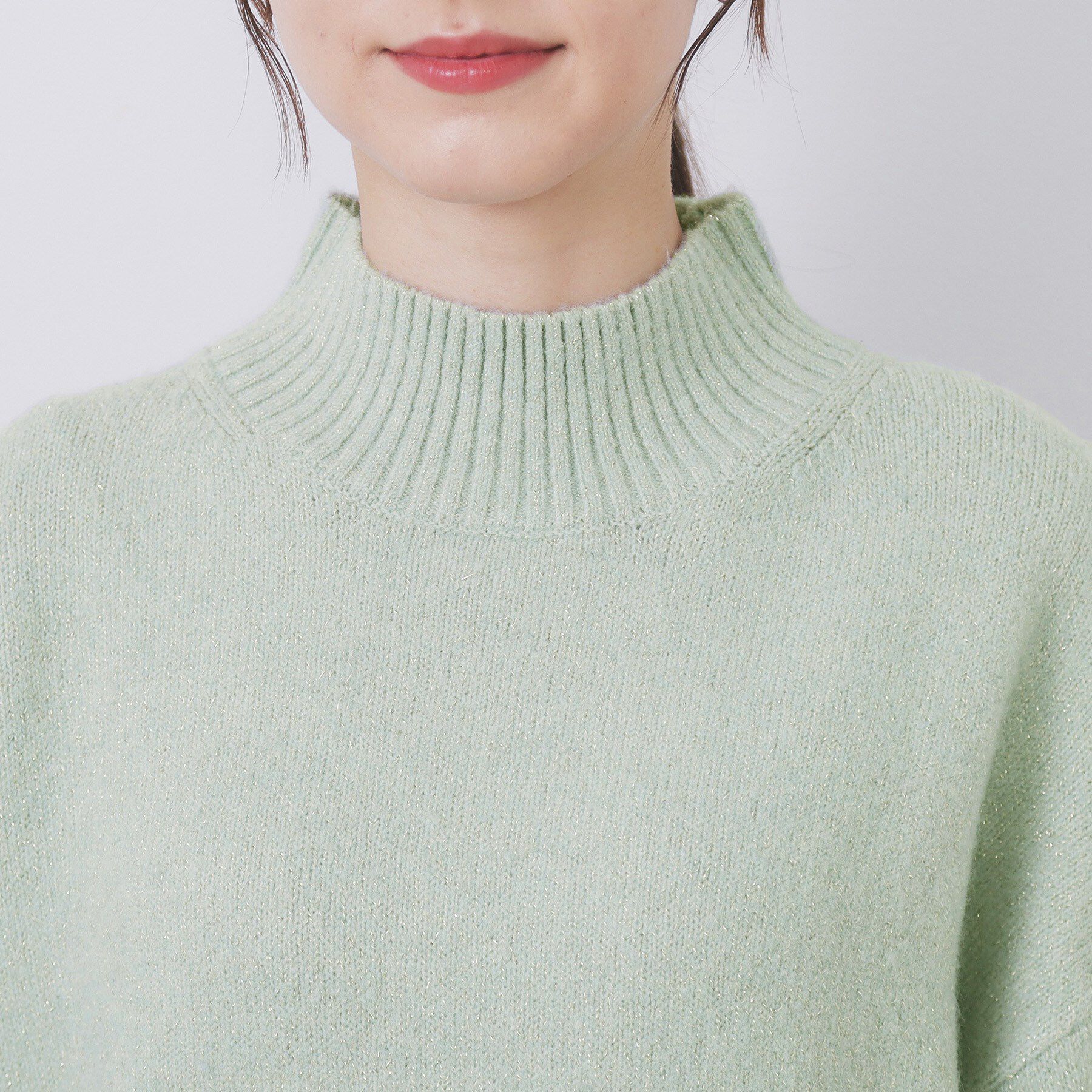 index「選べる2丈 ハイネックカラーミックスラメニット【洗濯機OK】」|ニット・セーター|