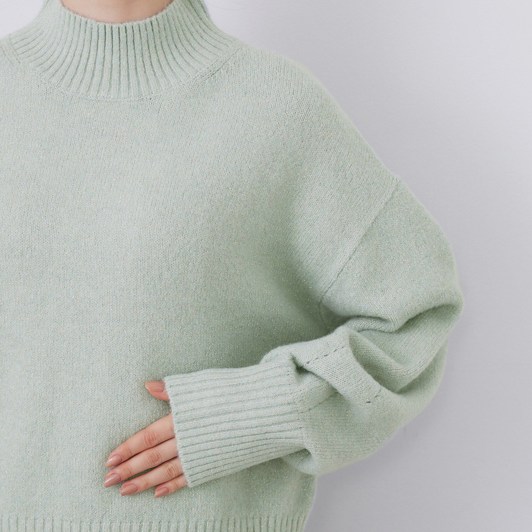 index「選べる2丈 ハイネックカラーミックスラメニット【洗濯機OK】」|ニット・セーター|