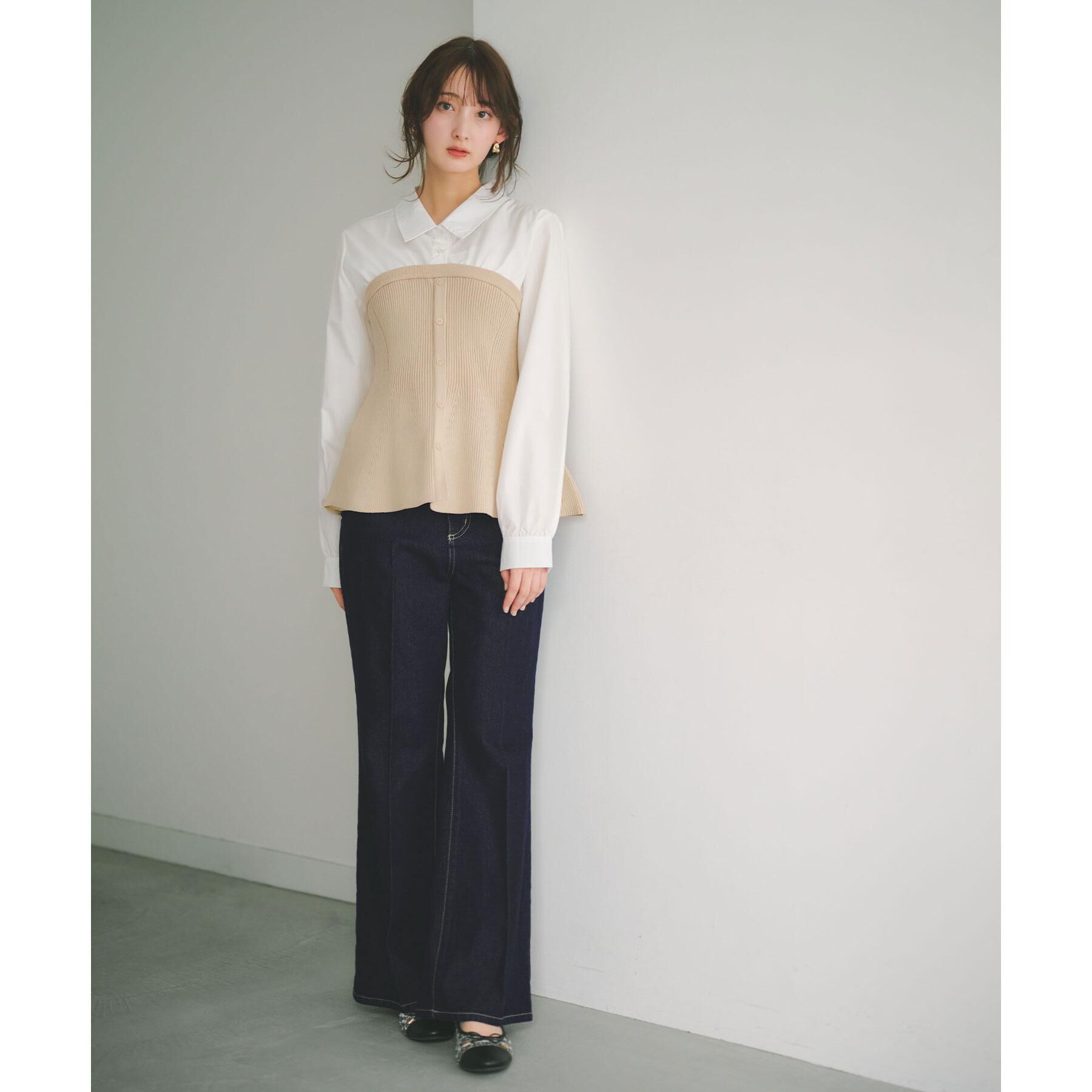 index「シャツドッキングペプラムニット【洗濯機OK】」|ニット・セーター|