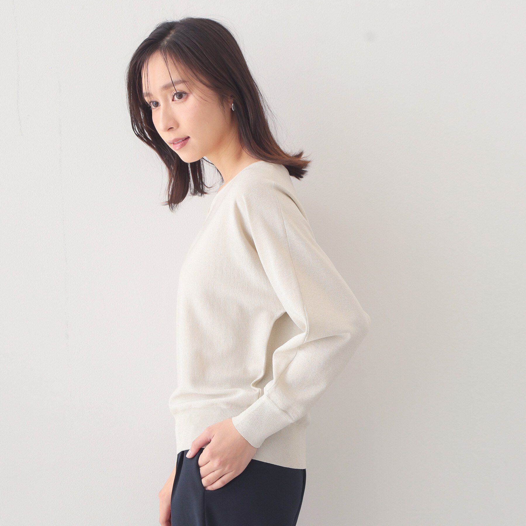 index「フロントパーツ付きドルマンスリーブニット【洗濯機OK/抗ピル】《7col》」|ニット・セーター|