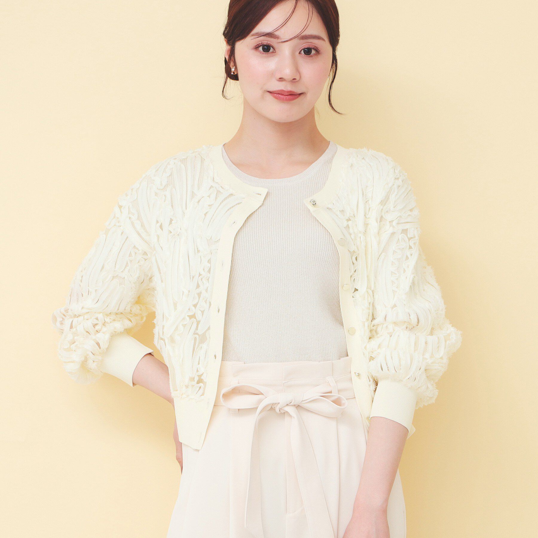 index「シアー幾何刺繍カーディガン【洗濯機OK】」|カーディガン|