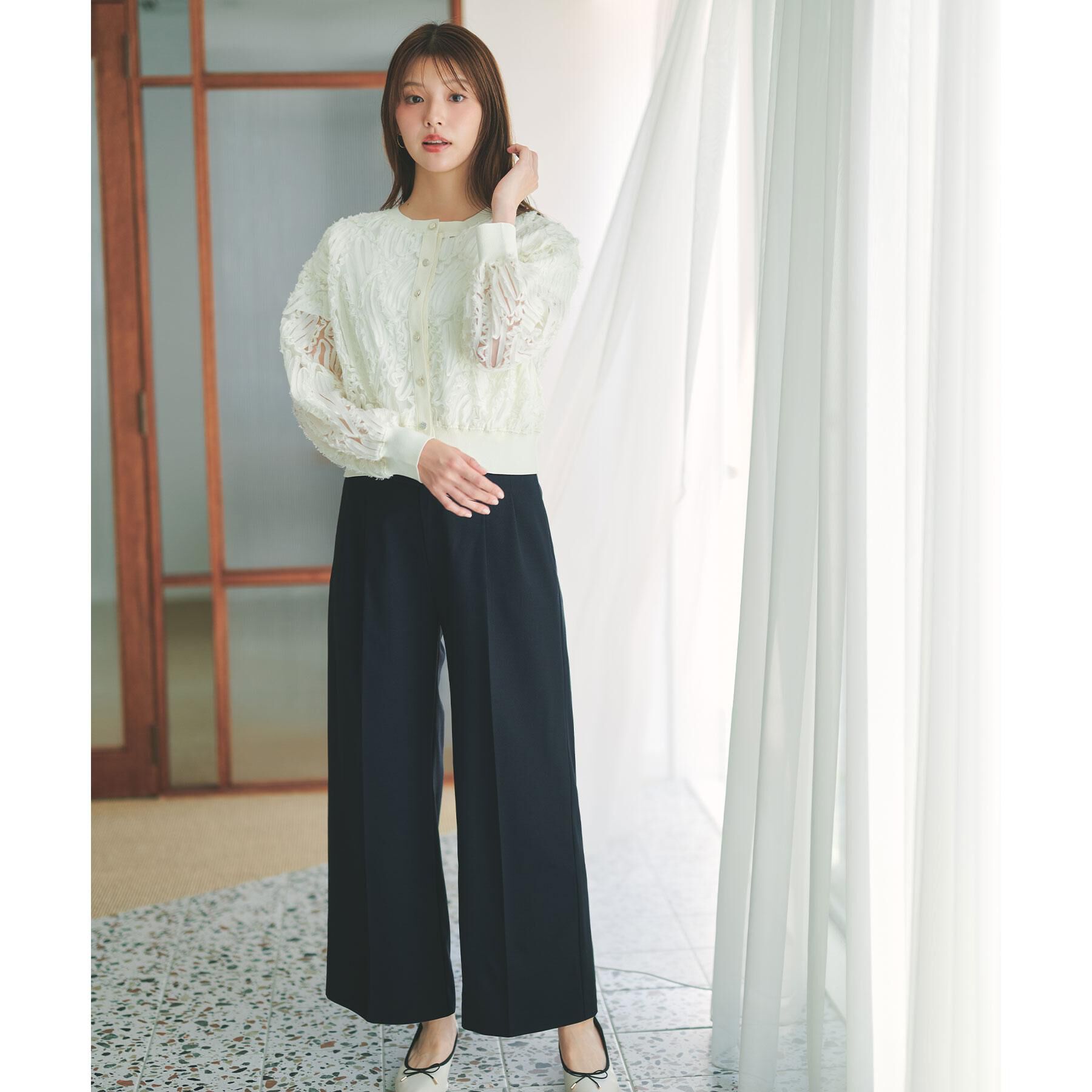 index「シアー幾何刺繍カーディガン【洗濯機OK】」|カーディガン|