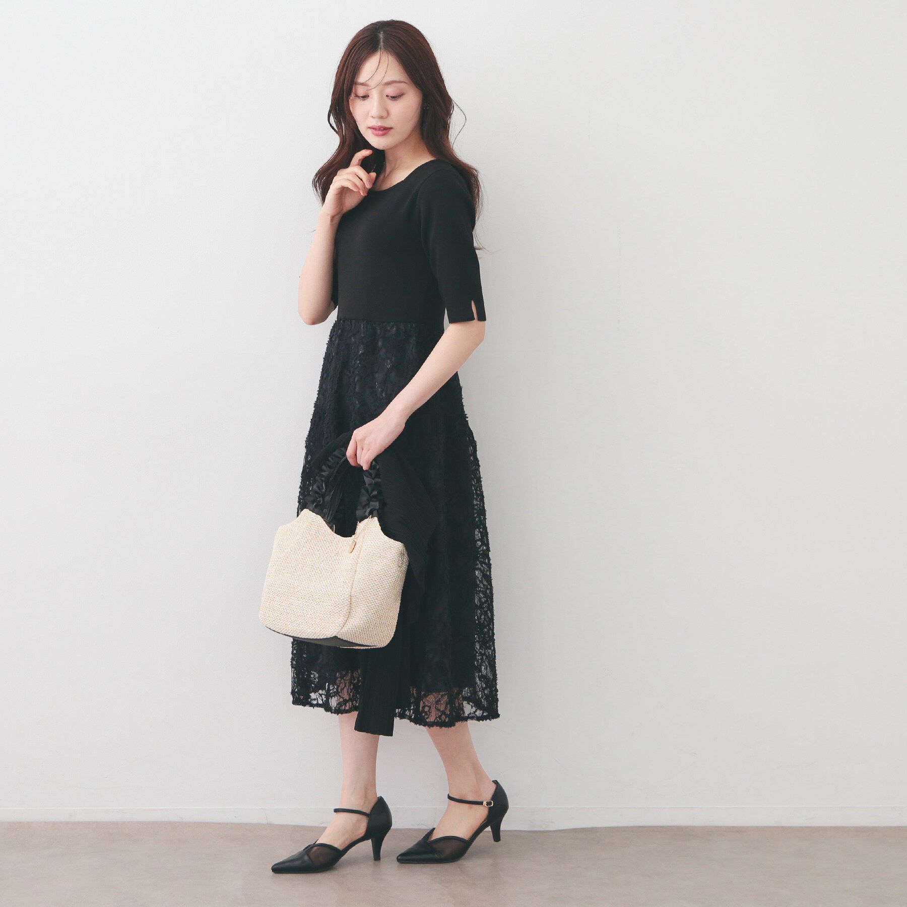 index「《ツインセット》カーディガン&times;ニットドッキングワンピース【洗濯機OK】」|スーツ|