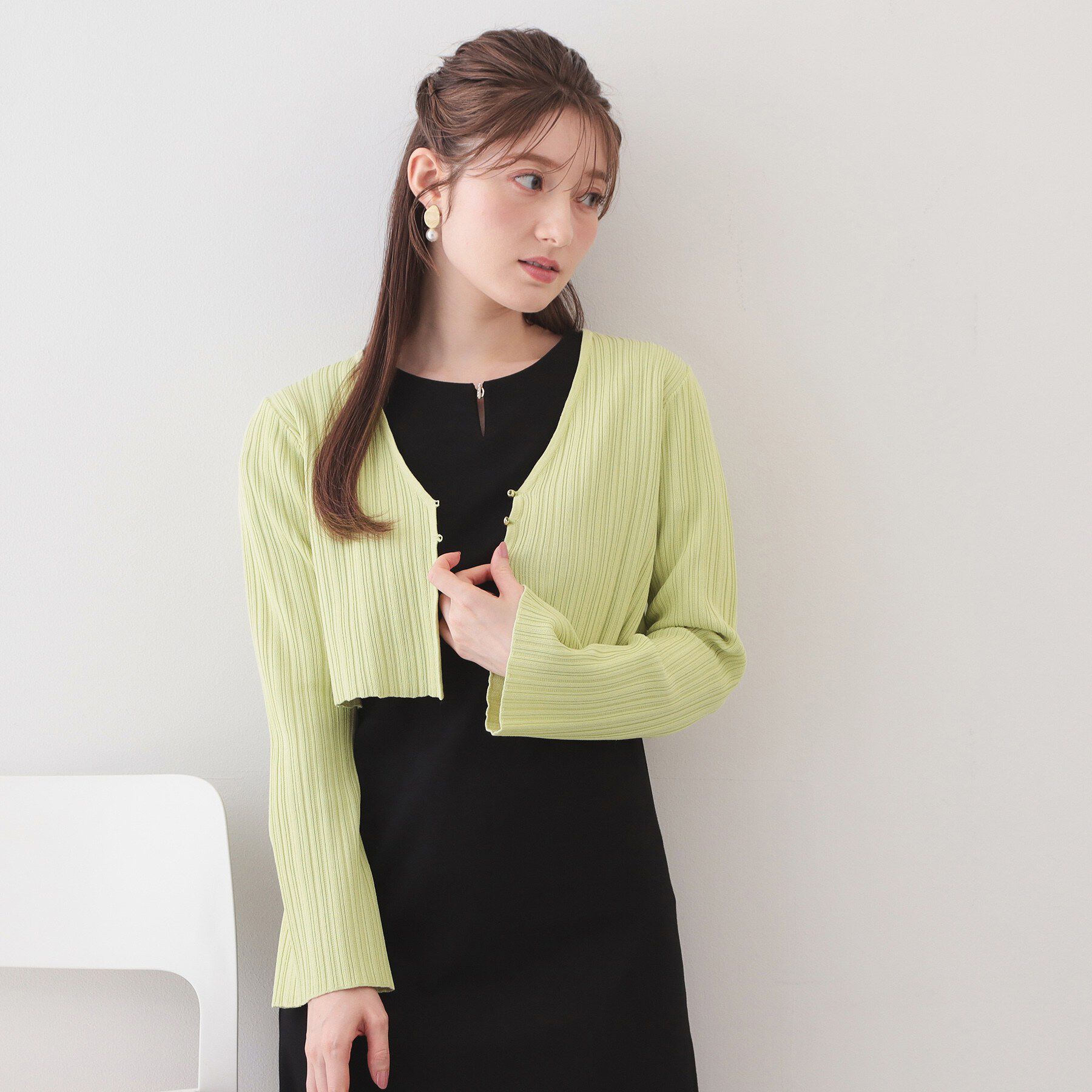 index「《ツインセット》カーディガン&times;ニットドッキングワンピース【洗濯機OK】」|スーツ|