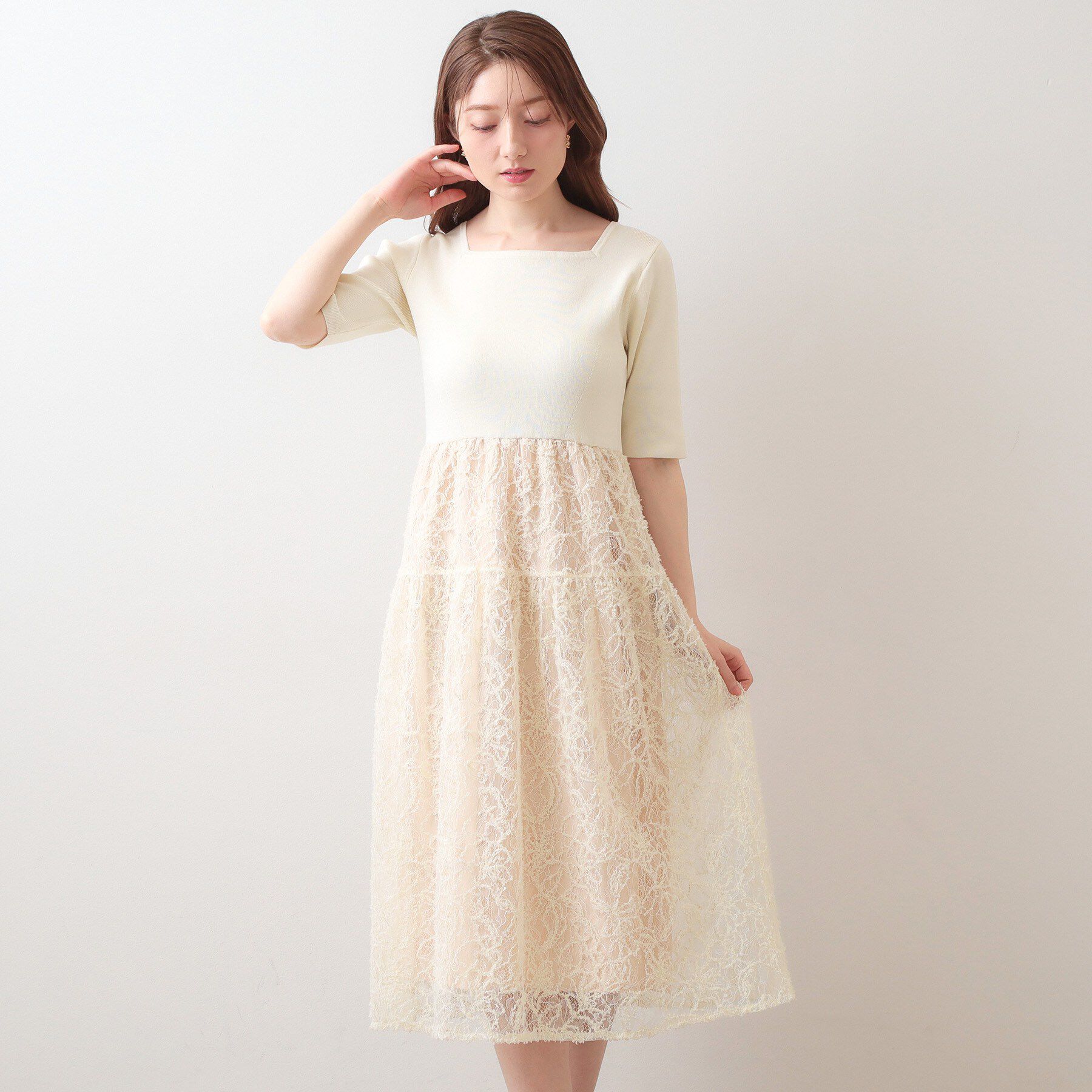 index「《ツインセット》カーディガン&times;ニットドッキングワンピース【洗濯機OK】」|スーツ|