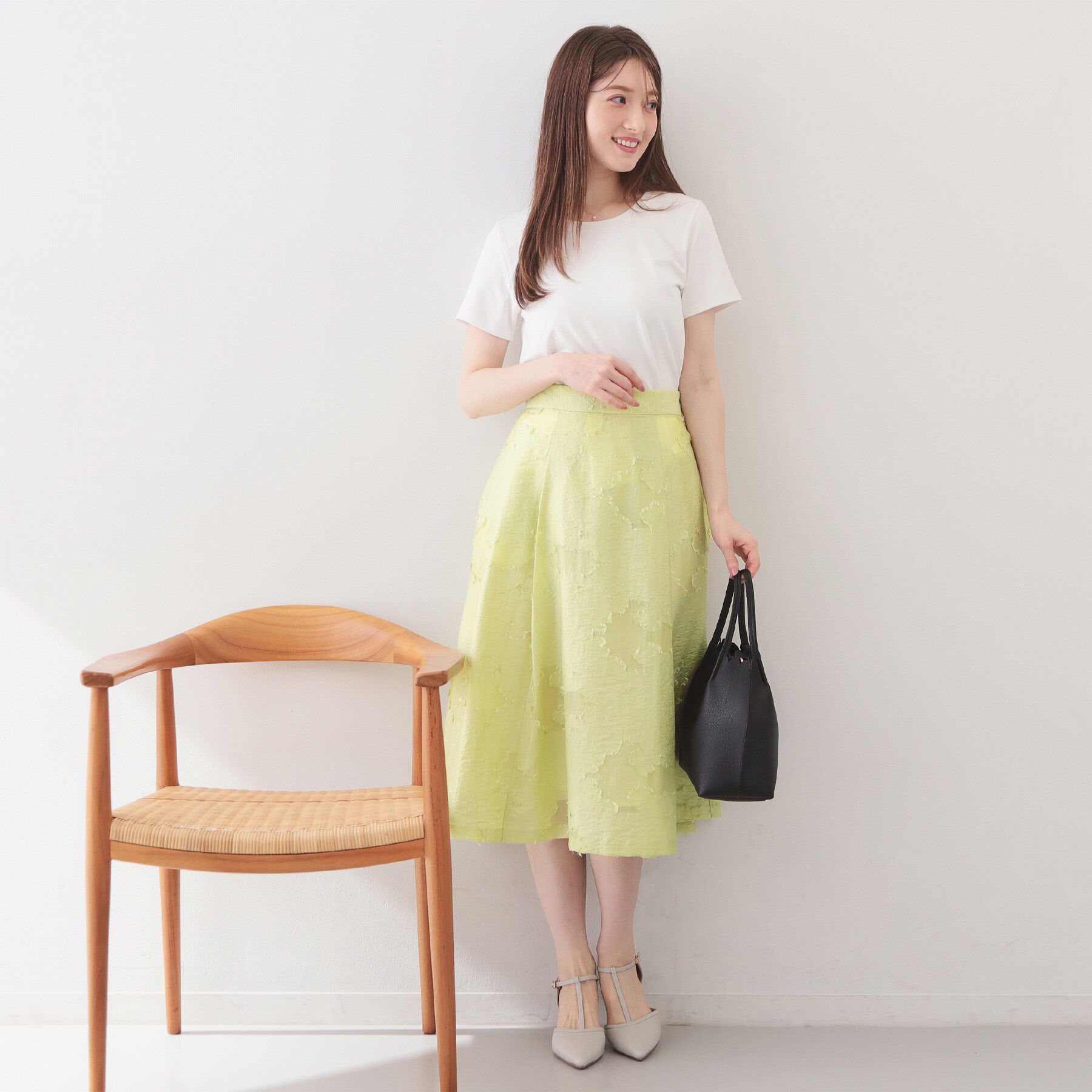 index「フラワーカットジャカードタックフレアスカート【洗濯機OK/イージーアイロン】」|スカート|