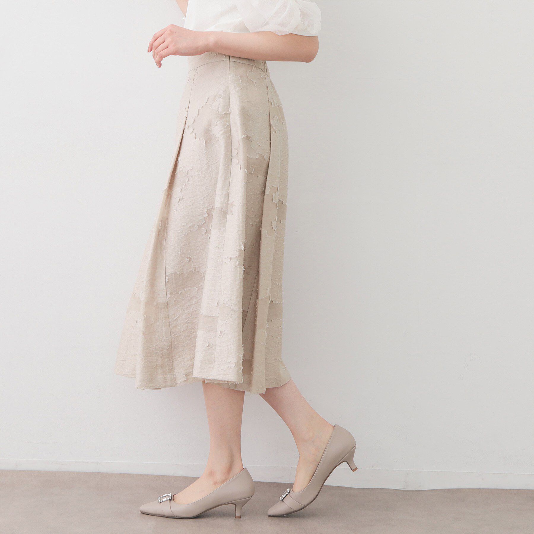 index「フラワーカットジャカードタックフレアスカート【洗濯機OK/イージーアイロン】」|スカート|