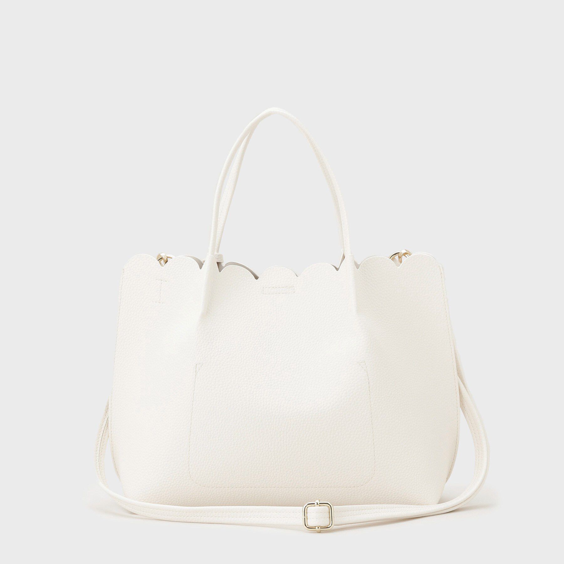 index「【2WAY】軽量合皮スカラップデザインミドルトートバッグ」|トートバッグ|