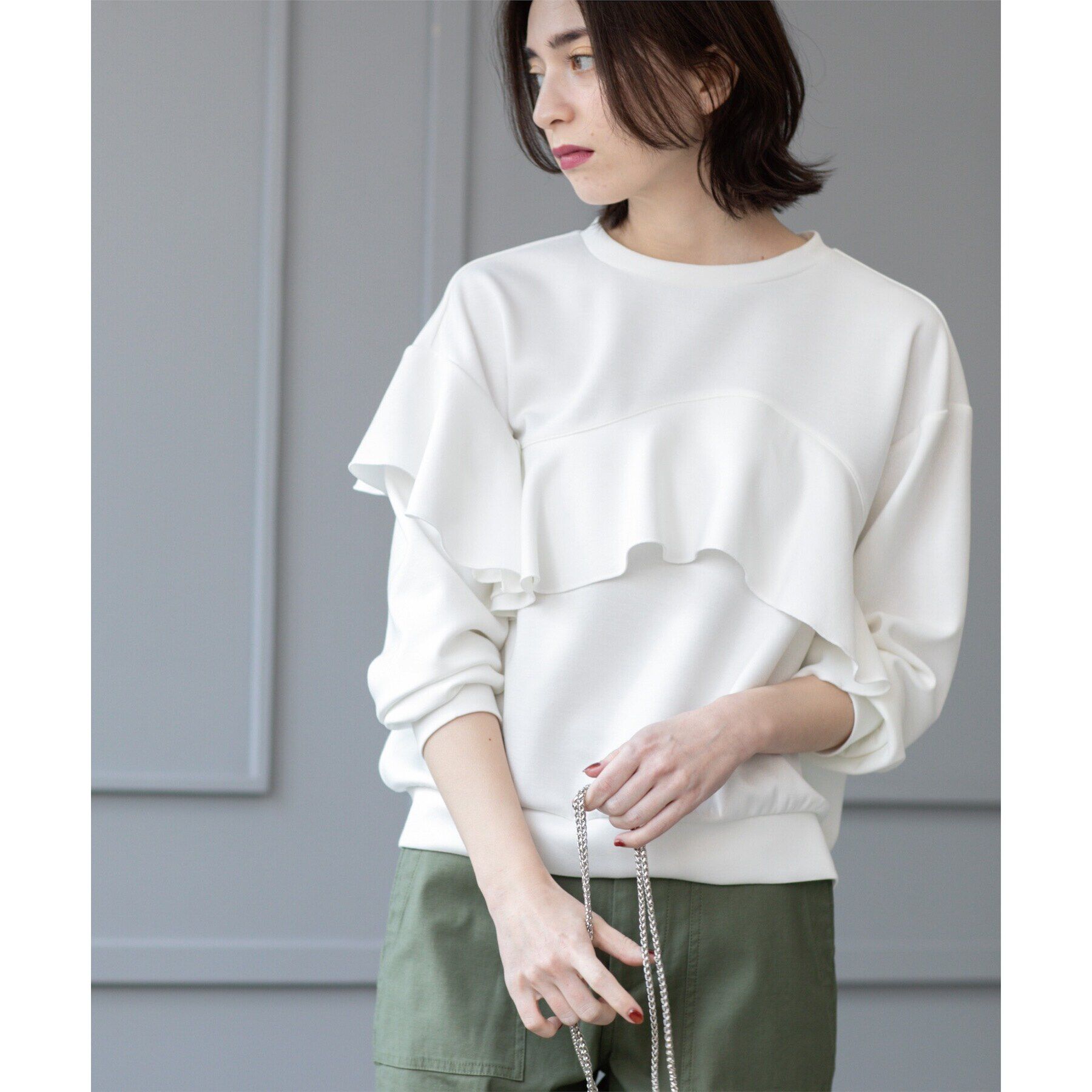 OPAQUE.CLIP「フリルアシメトップス【洗濯機洗い可】」|Tシャツ・カットソー|