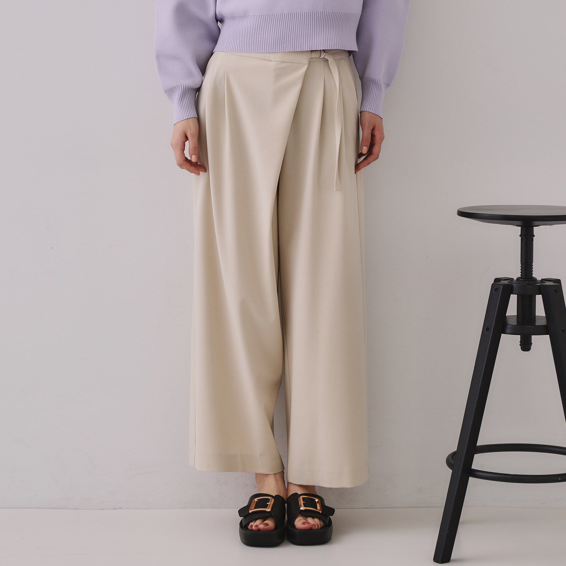 OPAQUE.CLIP「ラップベルトワイドパンツ【洗濯機洗い可】」|その他|