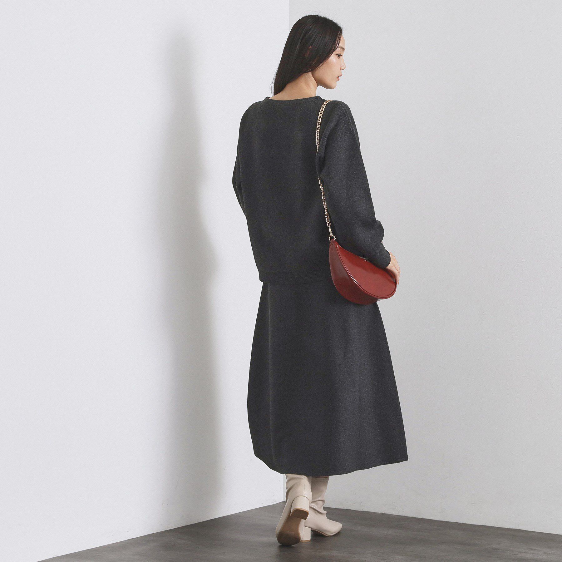 OPAQUE.CLIP「サイド編地切替ニットトップス/セットアップ対応【洗濯機OK】」|ニット・セーター|