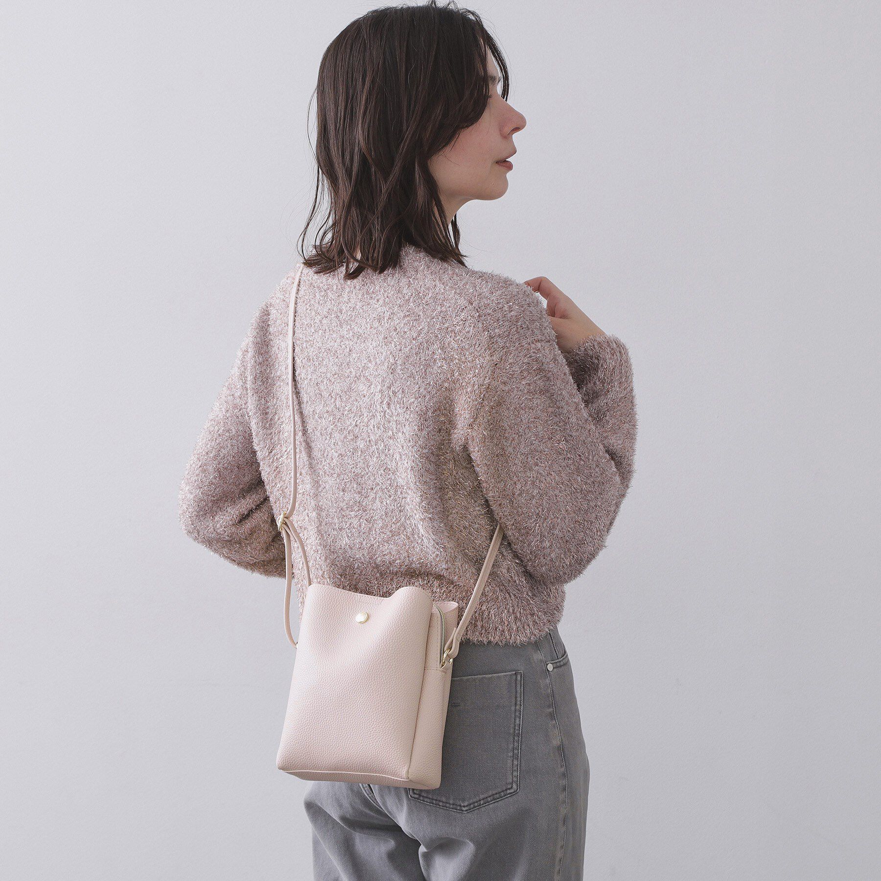 OPAQUE.CLIP「シュリンク合皮3層ミニショルダーバッグ【軽量／長さ調整可能】」|ショルダー・メッセンジャー|ピンク(871)