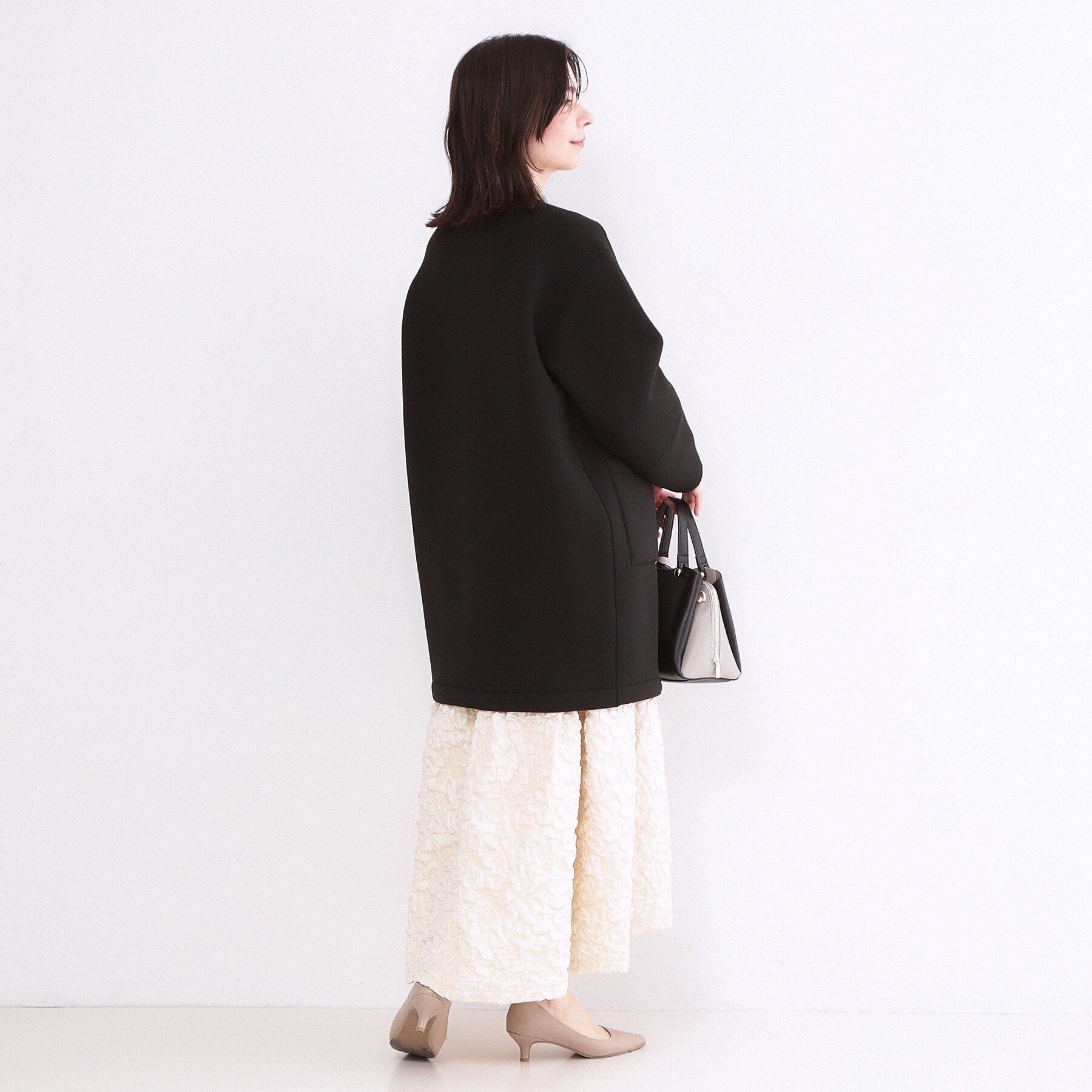 OPAQUE.CLIP「リバーシブル配色ノーカラーコート【洗濯機OK】」|ノーカラーコート|