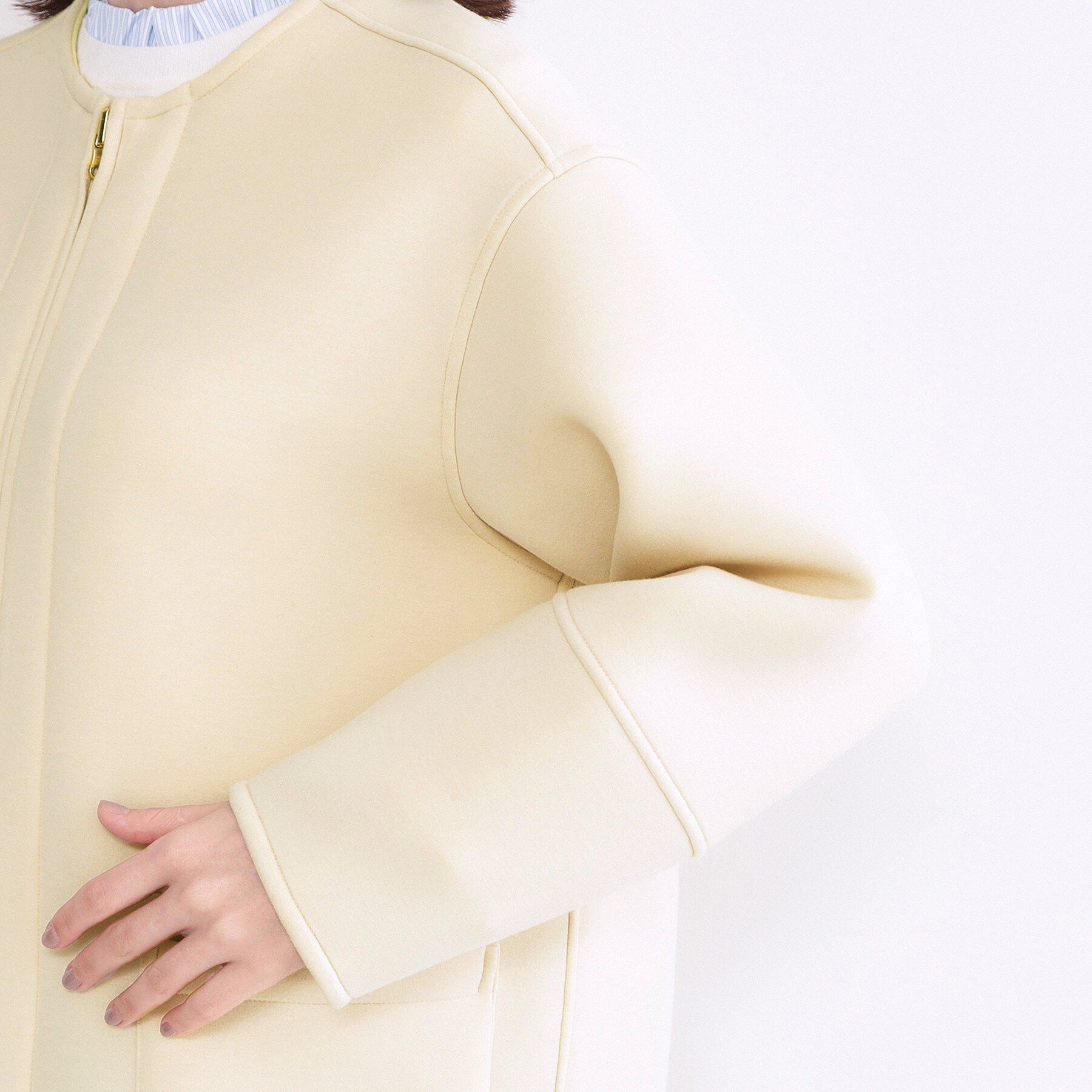 OPAQUE.CLIP「リバーシブル配色ノーカラーコート【洗濯機OK】」|ノーカラーコート|