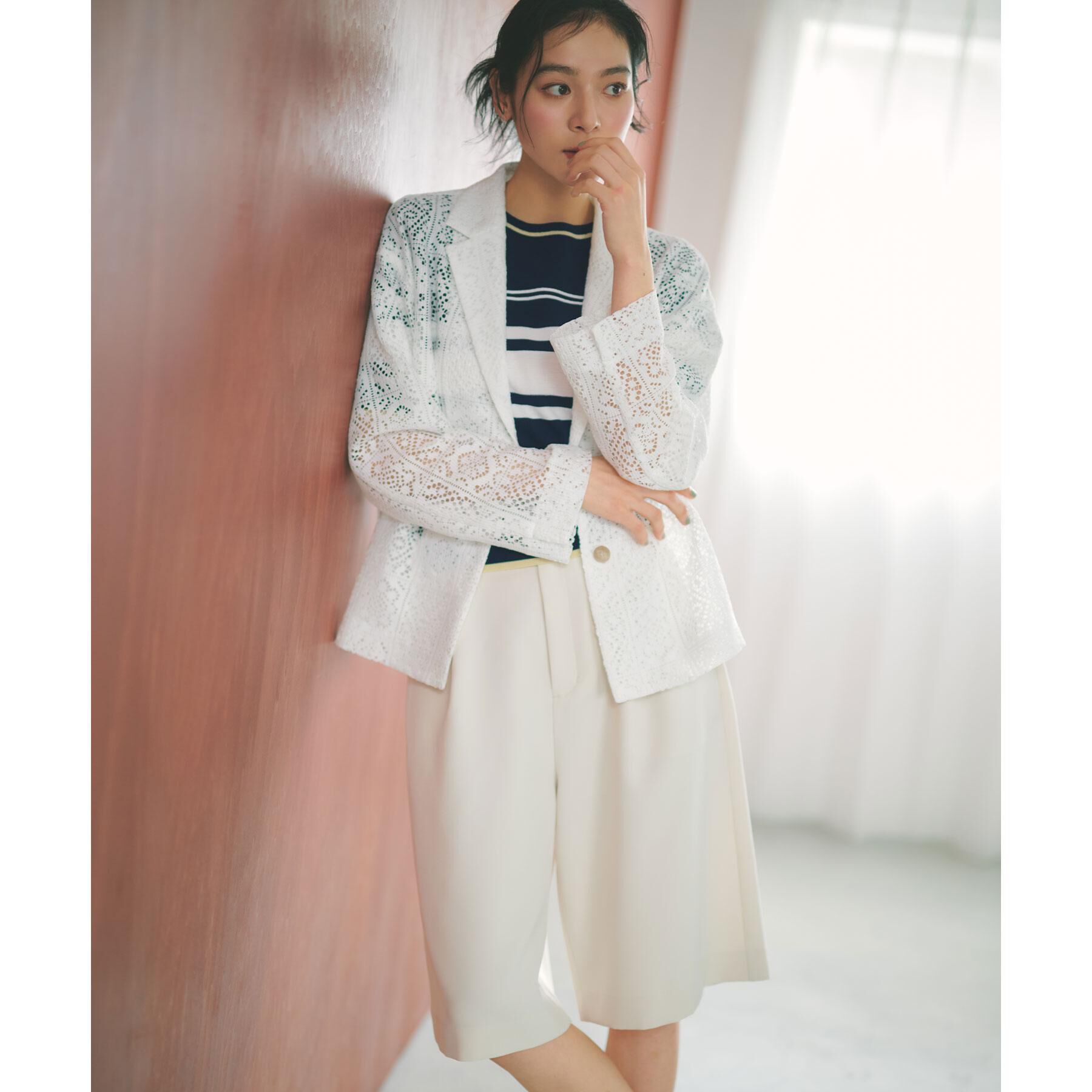 OPAQUE.CLIP「レーステーラードジャケット【洗濯機OK】」|テーラードジャケット|