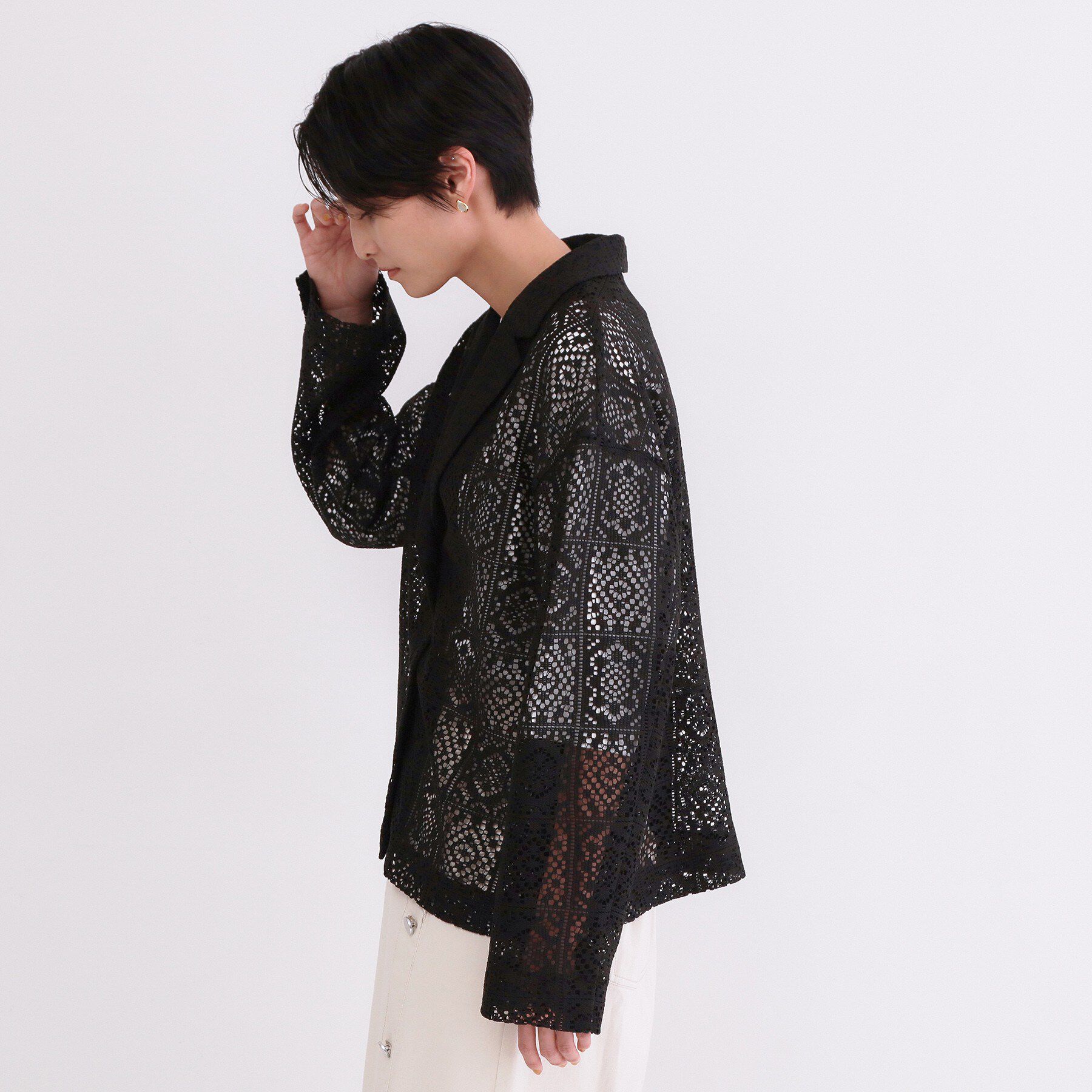 OPAQUE.CLIP「レーステーラードジャケット【洗濯機OK】」|テーラードジャケット|