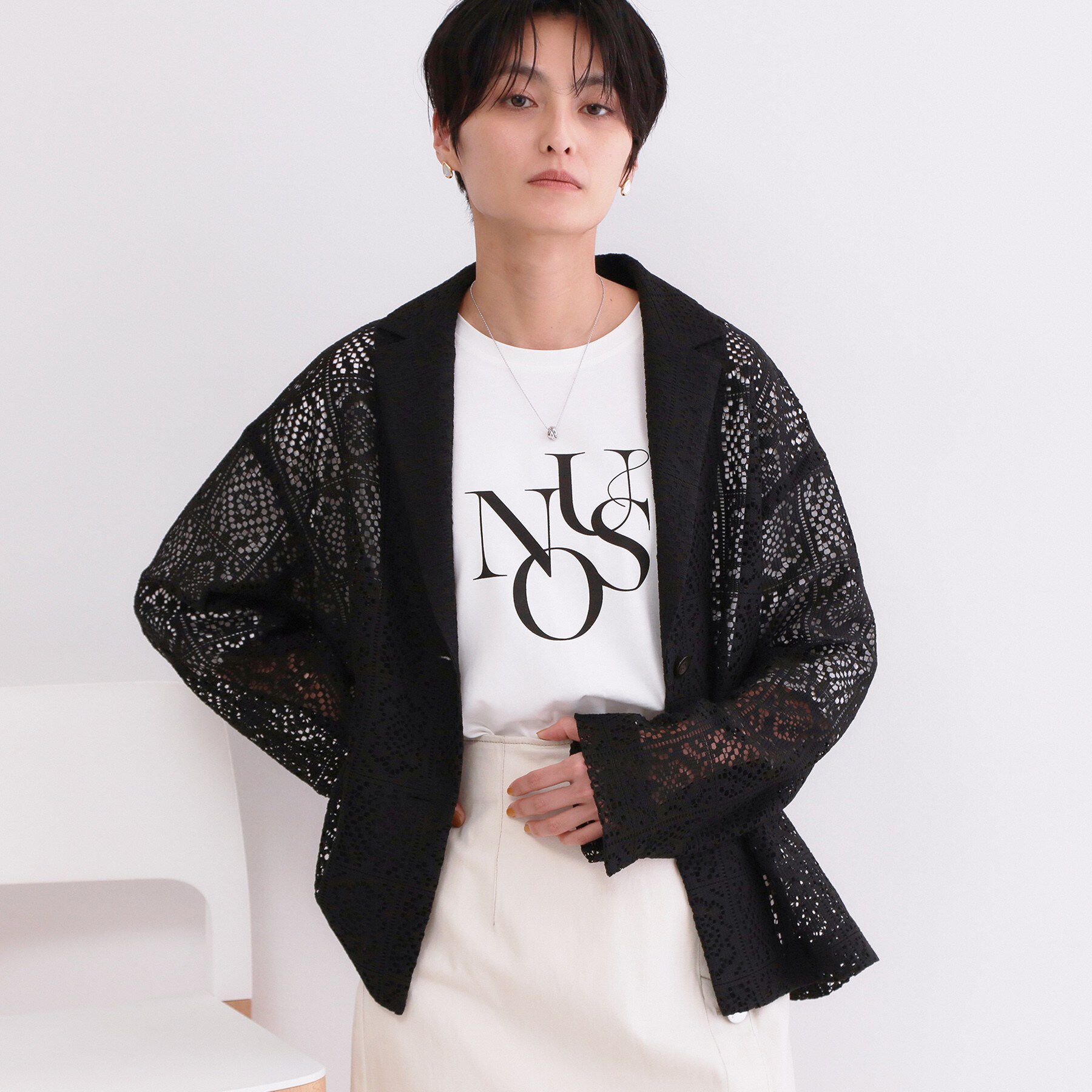 OPAQUE.CLIP「レーステーラードジャケット【洗濯機OK】」|テーラードジャケット|