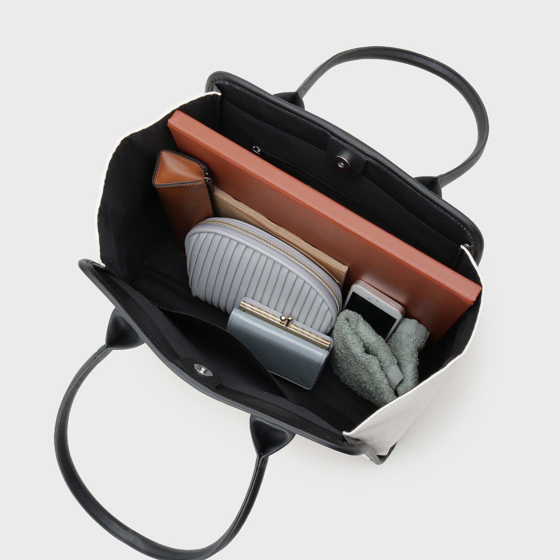 OPAQUE.CLIP「合皮パイピングワイドトート」|トートバッグ|