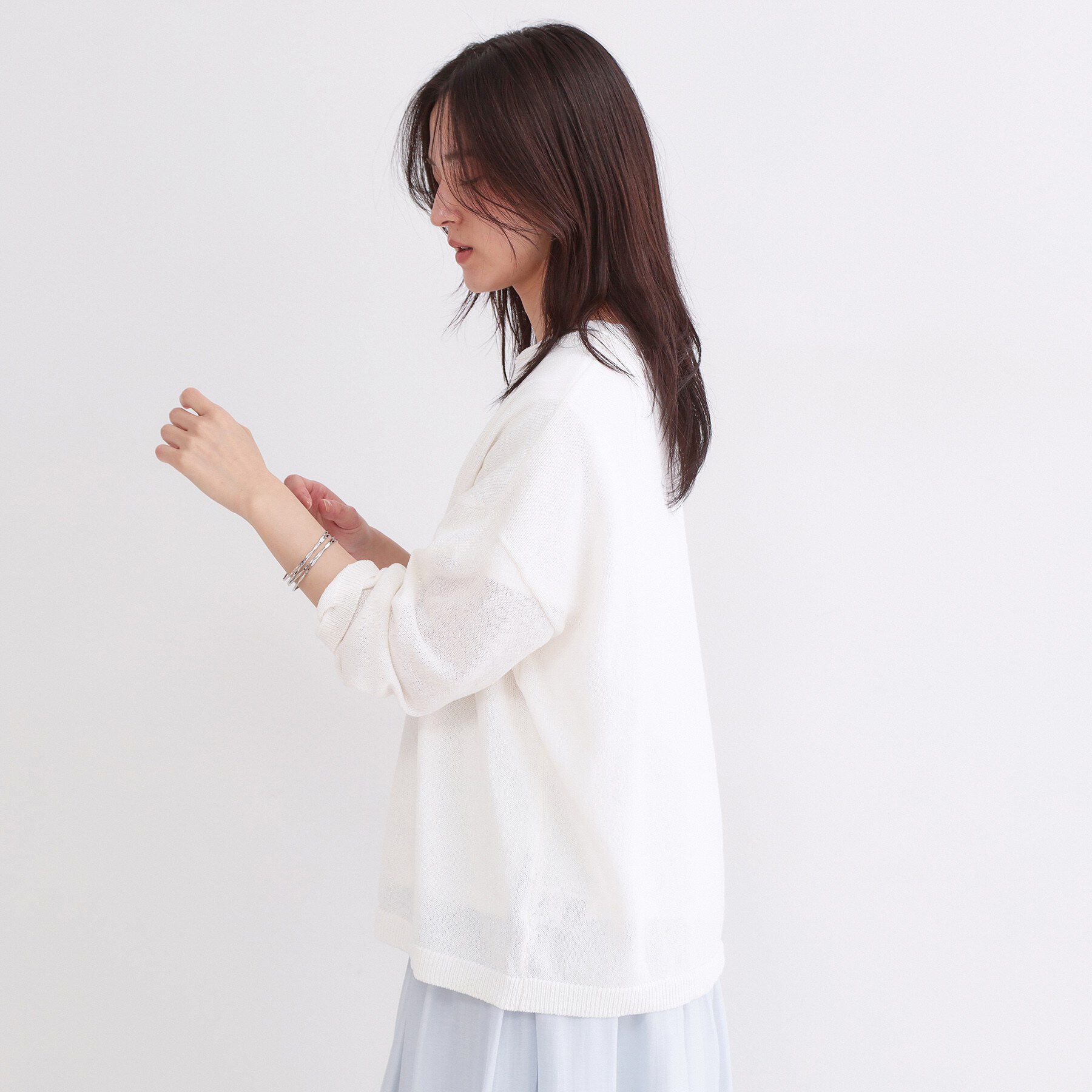 OPAQUE.CLIP「麻混リラクシーニット【洗濯機OK】」|ニット・セーター|