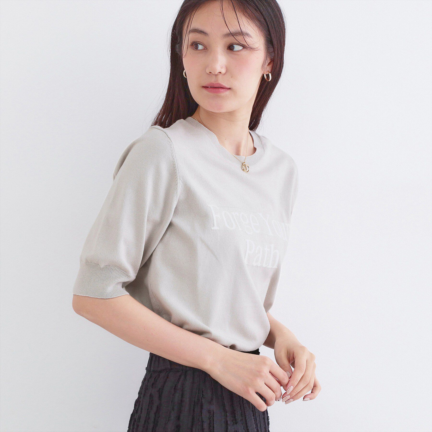 OPAQUE.CLIP「ロゴジャカードニット【洗濯機OK】」|ニット・セーター|