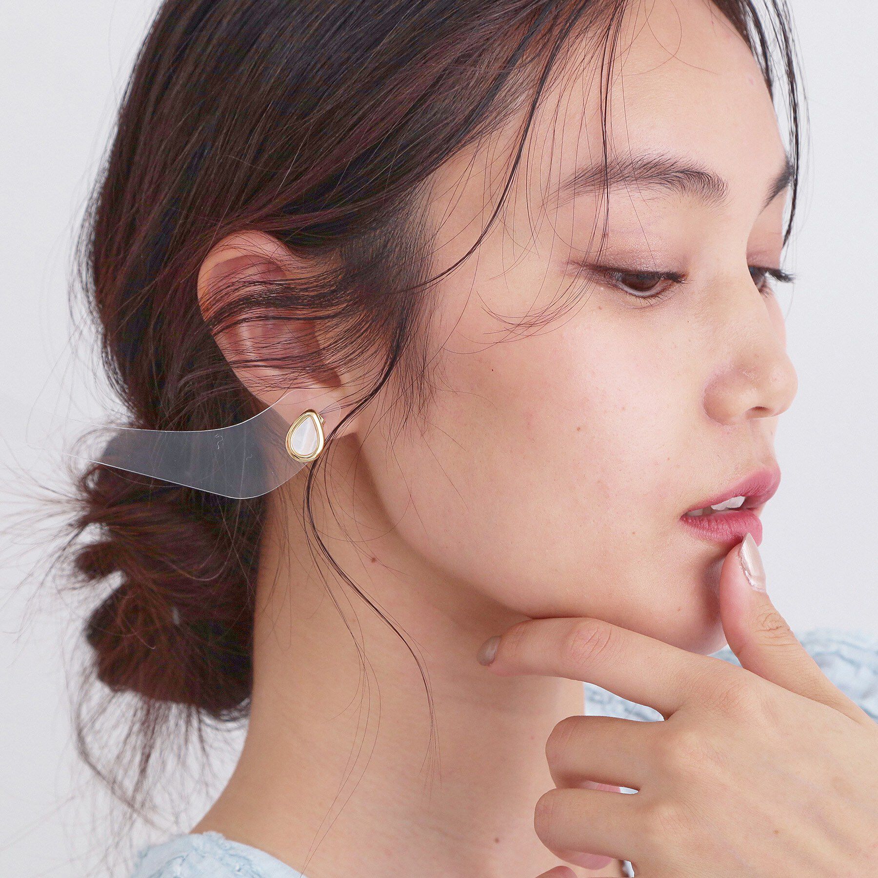 OPAQUE.CLIP「シェル&times;エッジメタルしずくピアス」|ピアス|