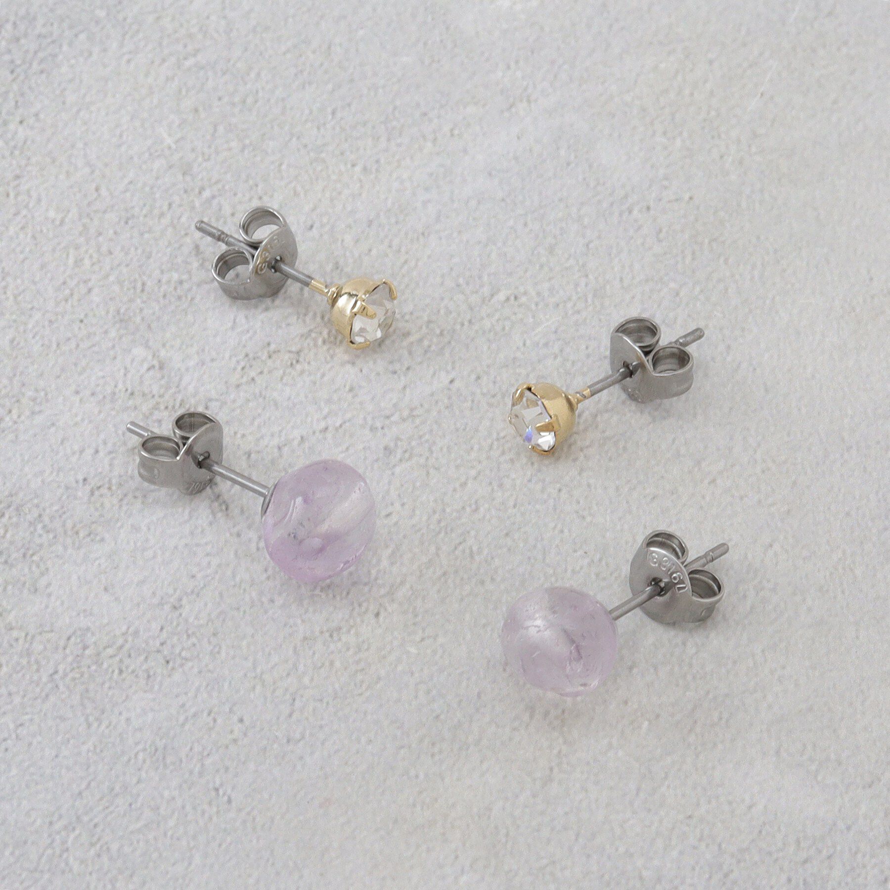 OPAQUE.CLIP「天然石&times;ビジューピアスSET」|ピアス|パープル(081)