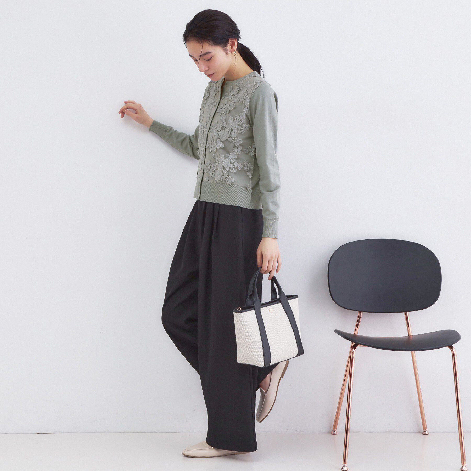 OPAQUE.CLIP「チュールレースニットカーディガン【洗える】」|カーディガン|