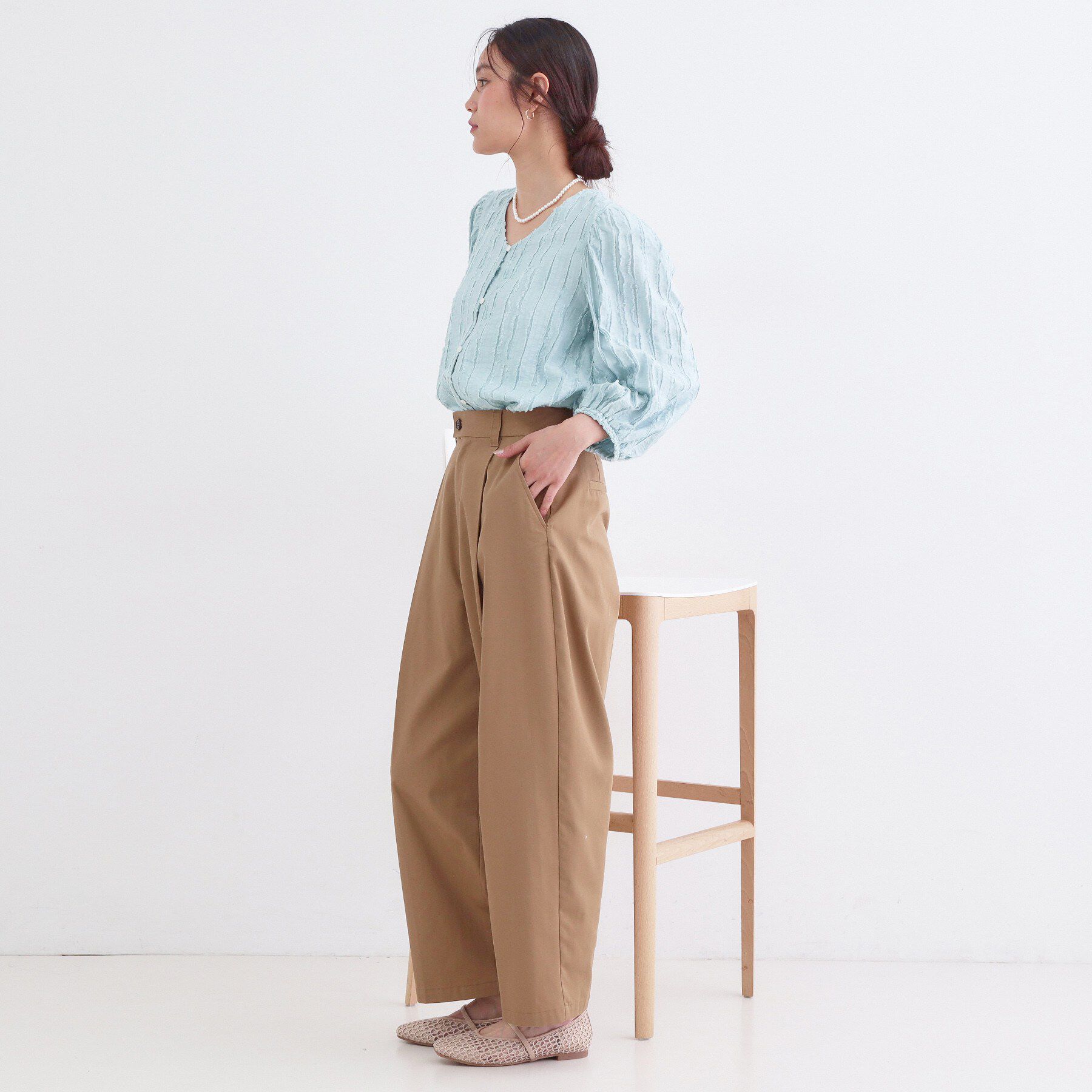 OPAQUE.CLIP「フリンジジャカードブラウス【洗濯機OK】」|シャツ・ブラウス|