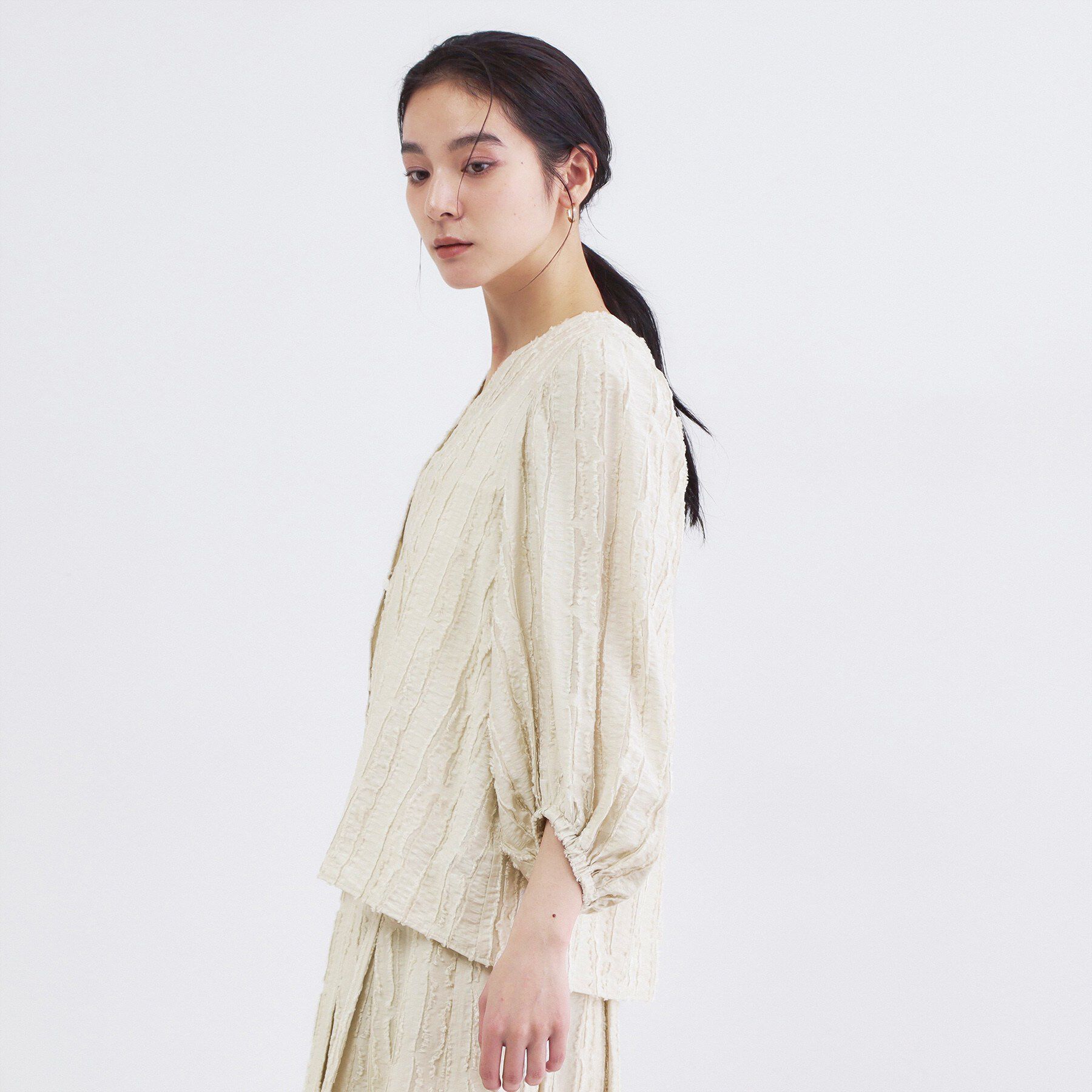 OPAQUE.CLIP「フリンジジャカードブラウス【洗濯機OK】」|シャツ・ブラウス|