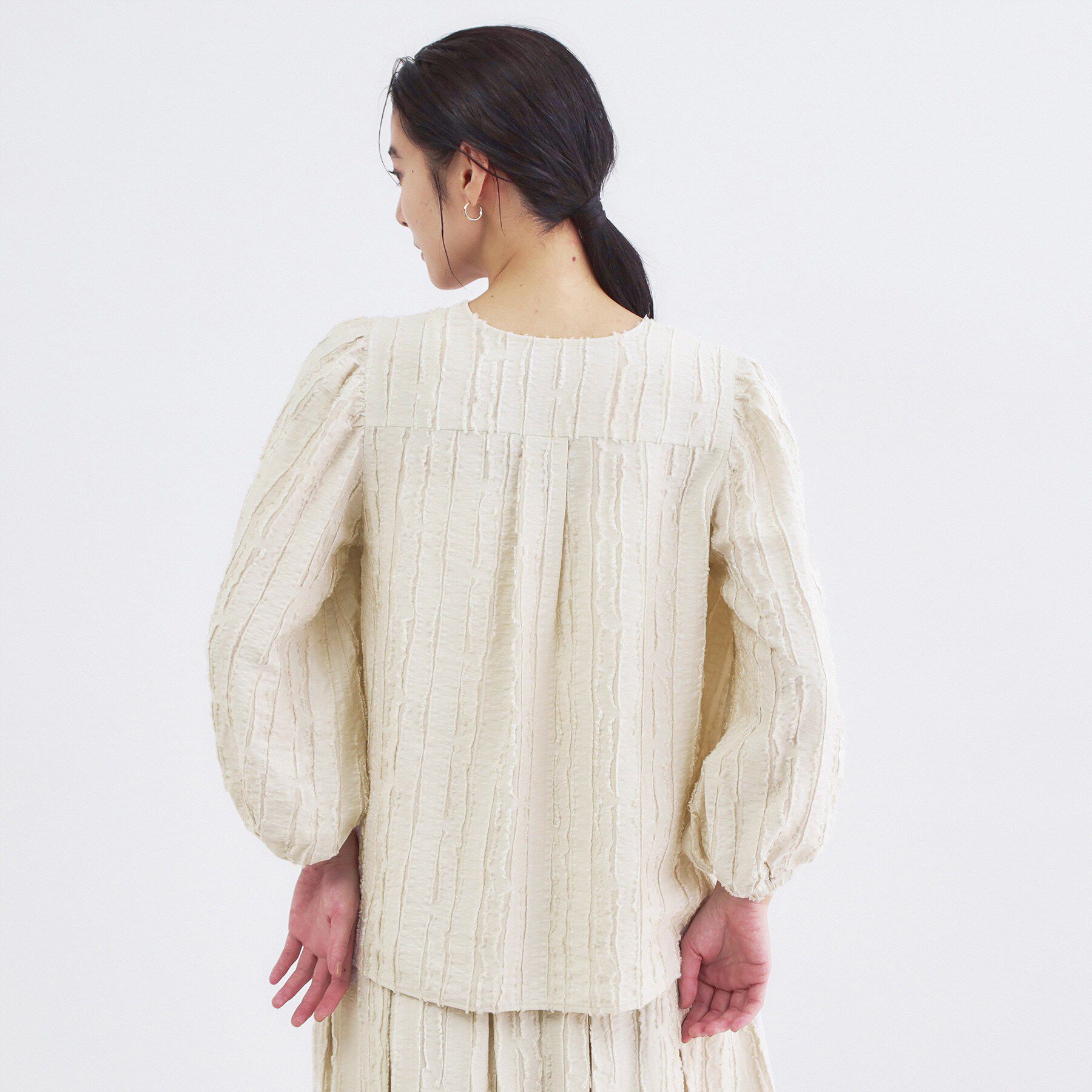 OPAQUE.CLIP「フリンジジャカードブラウス【洗濯機OK】」|シャツ・ブラウス|