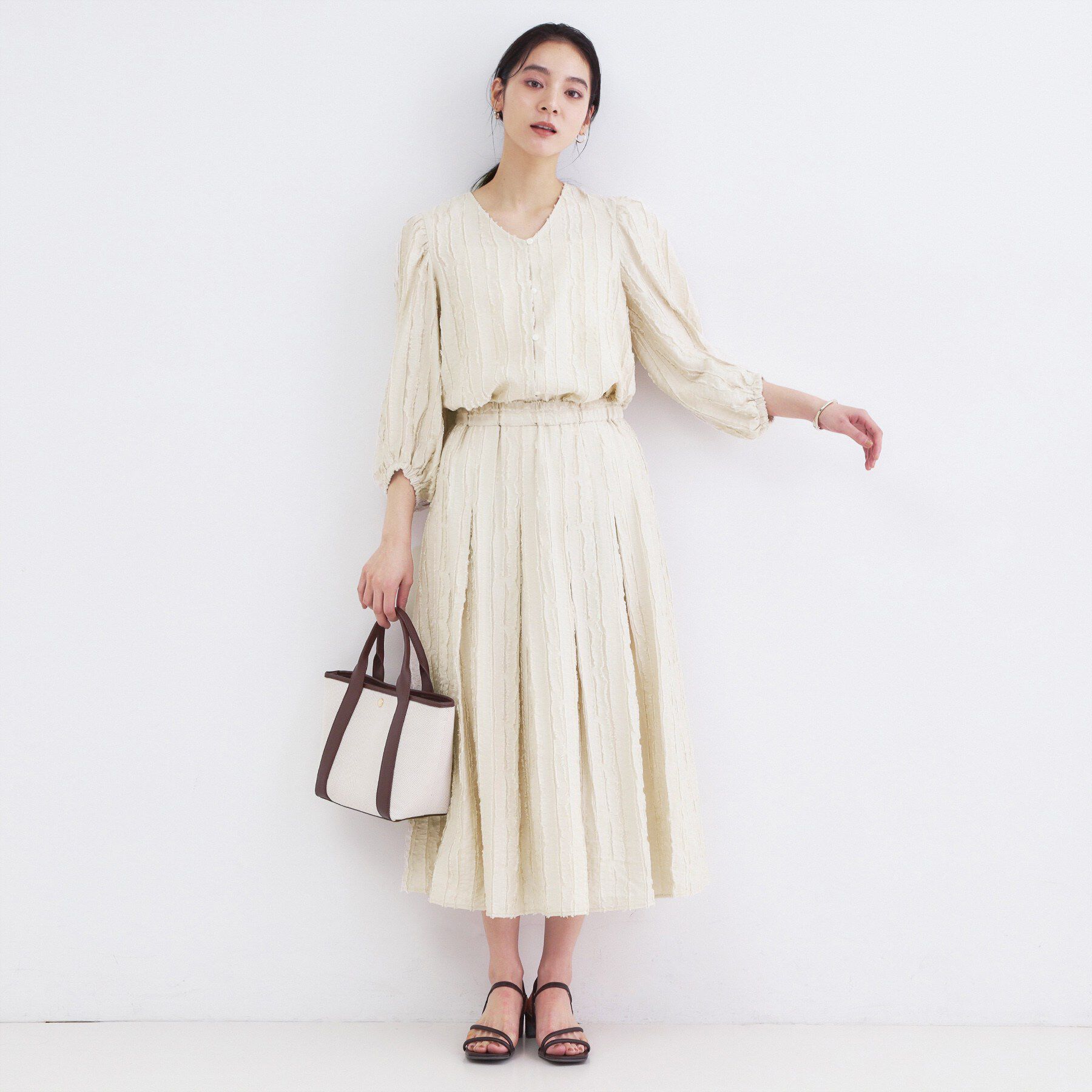 OPAQUE.CLIP「フリンジジャカードブラウス【洗濯機OK】」|シャツ・ブラウス|