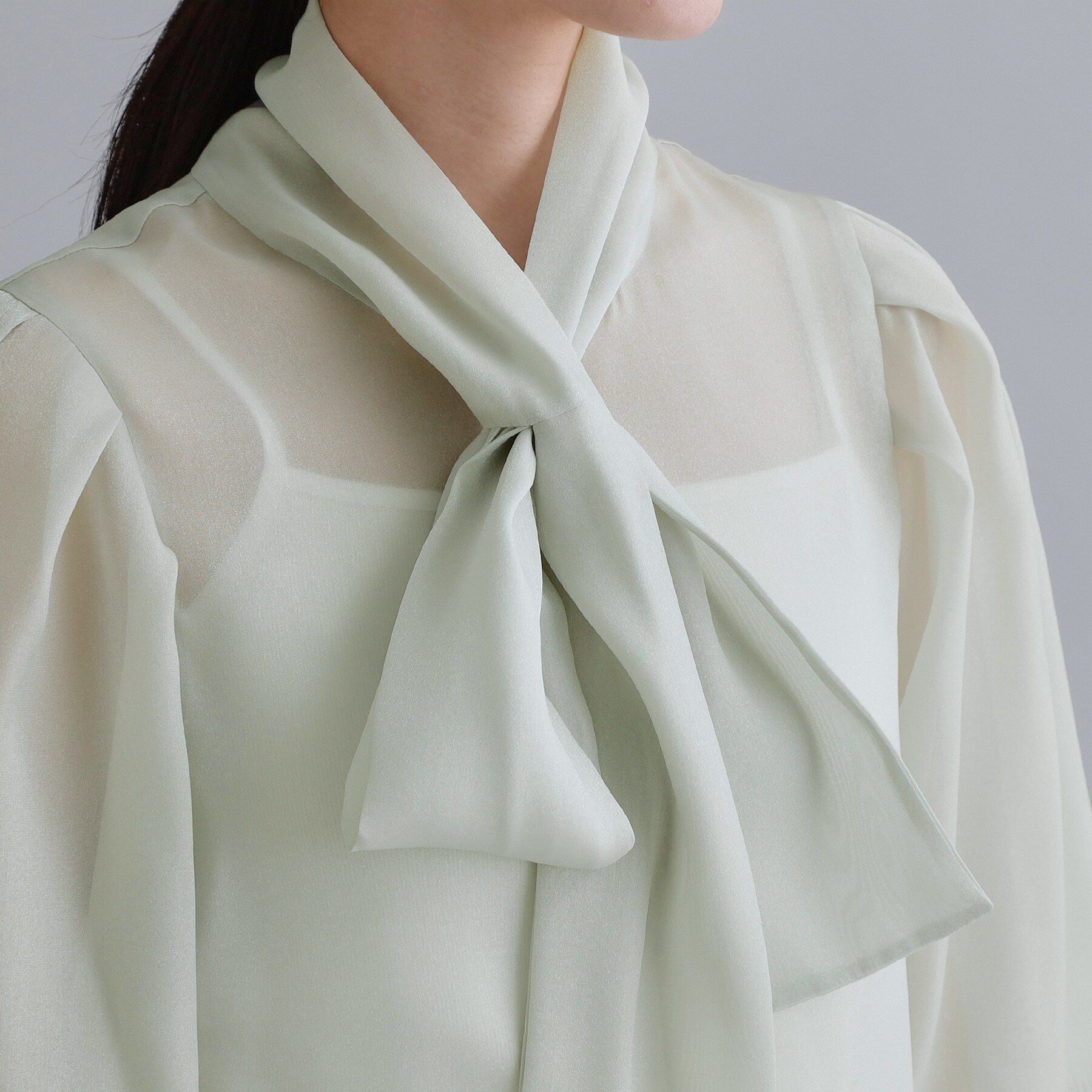 OPAQUE.CLIP「【es】オーガンジーボウタイブラウス【洗濯機OK】」|シャツ・ブラウス|