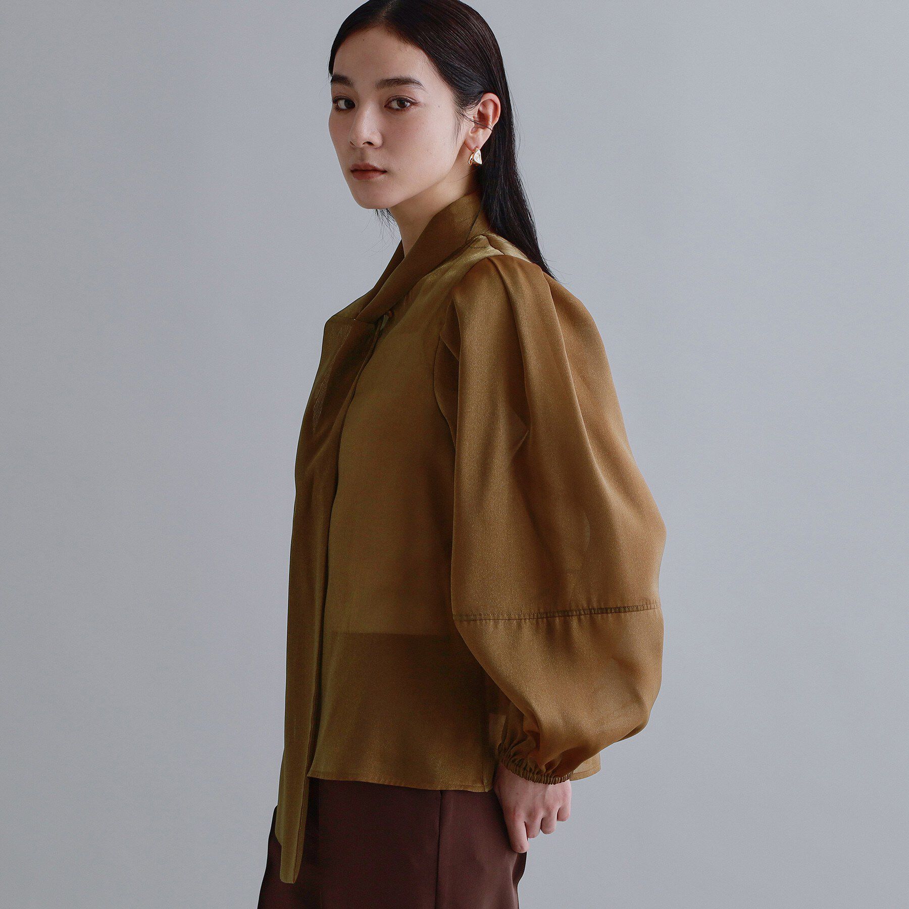 OPAQUE.CLIP「【es】オーガンジーボウタイブラウス【洗濯機OK】」|シャツ・ブラウス|