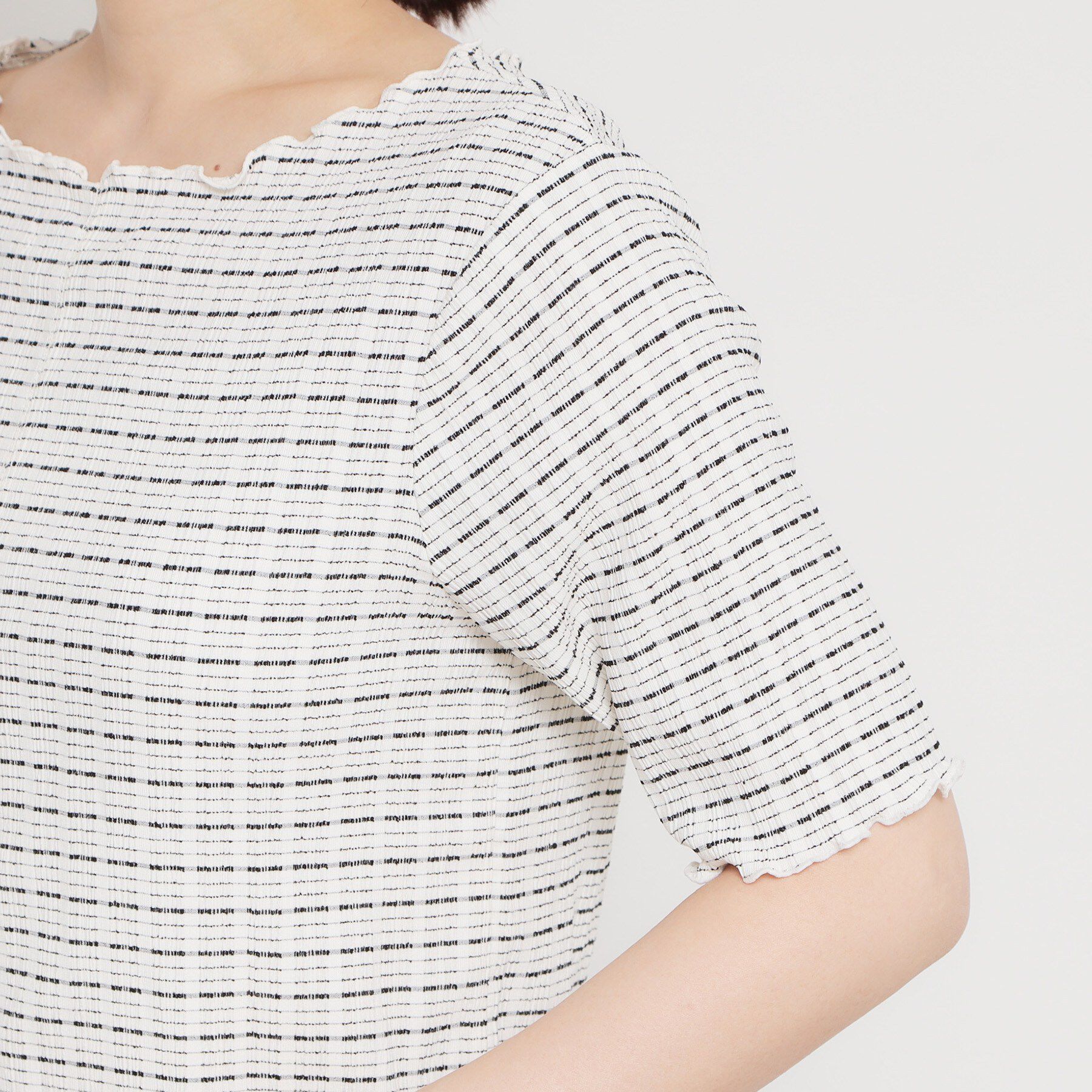 THE SHOP TK「楊柳チェック5分袖カットソー」|Tシャツ・カットソー|