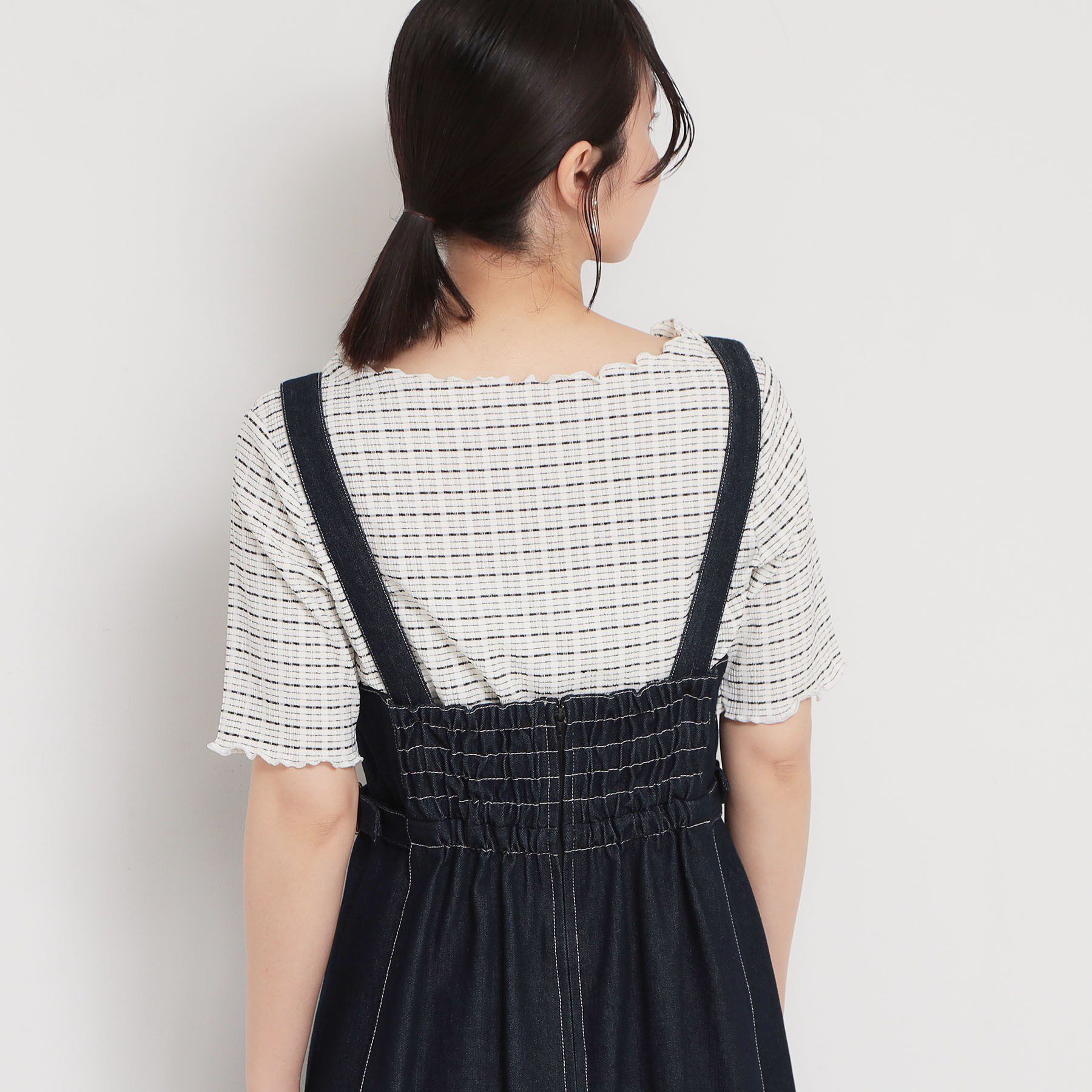 THE SHOP TK「楊柳チェック5分袖カットソー」|Tシャツ・カットソー|