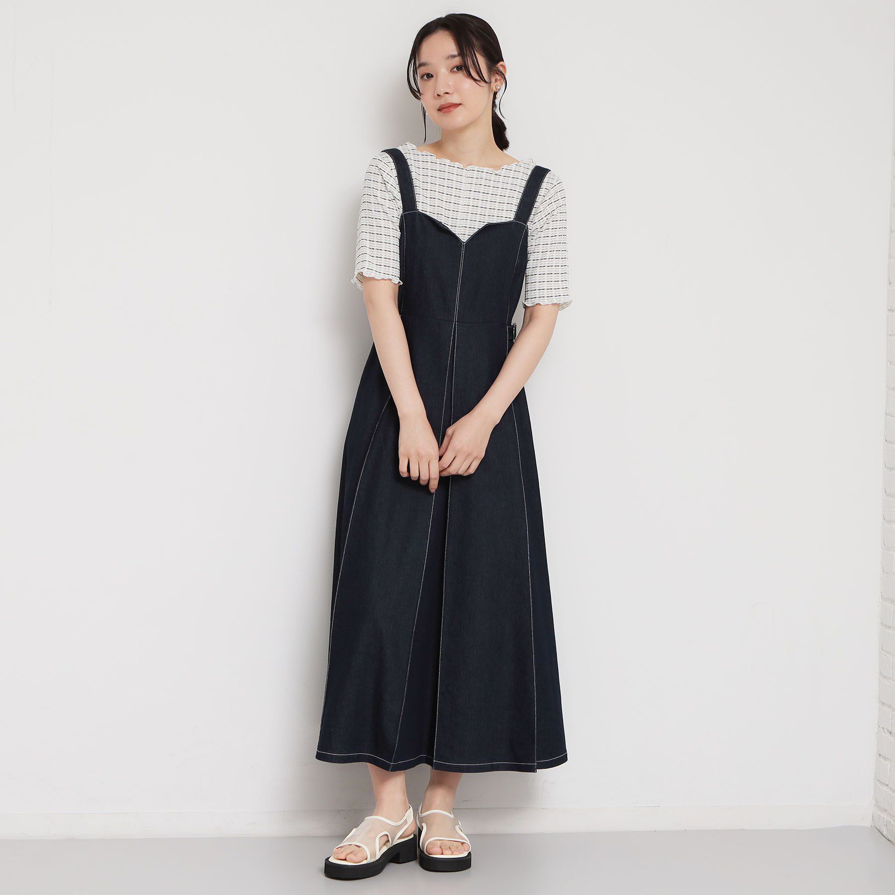 THE SHOP TK「楊柳チェック5分袖カットソー」|Tシャツ・カットソー|