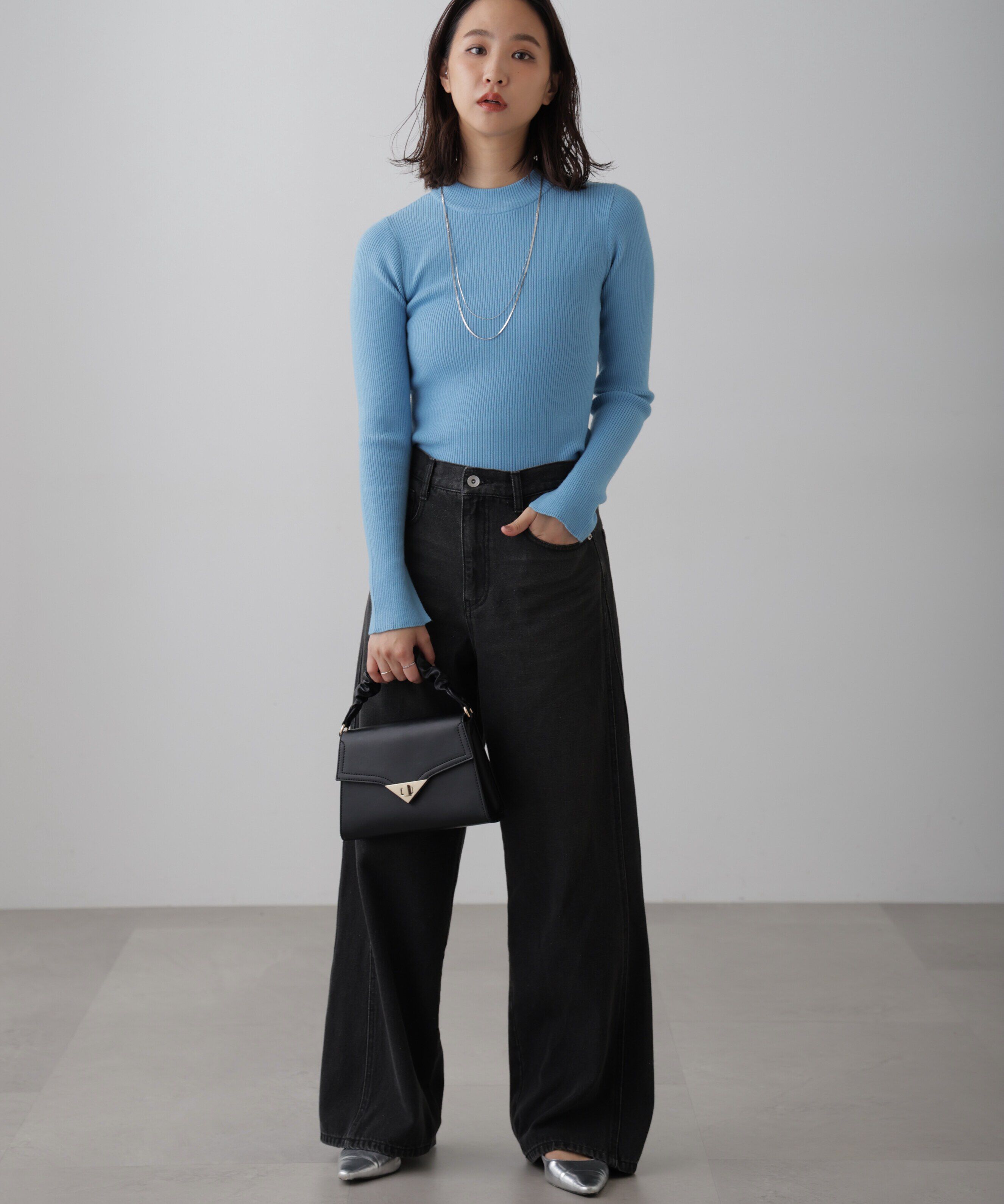  「〈洗える〉マシンウォッシャブルボトルネックニット」|ニット・セーター|