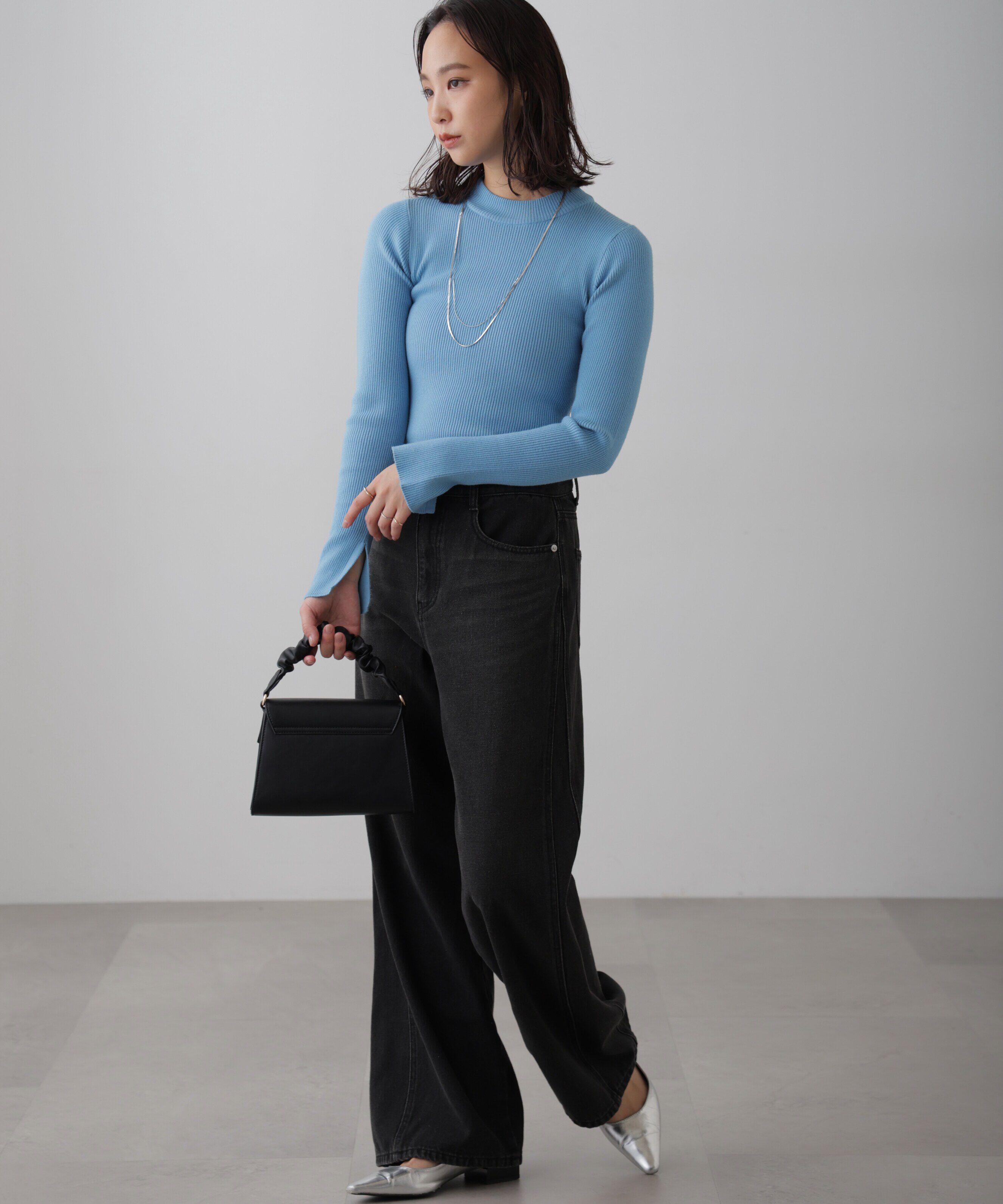  「〈洗える〉マシンウォッシャブルボトルネックニット」|ニット・セーター|