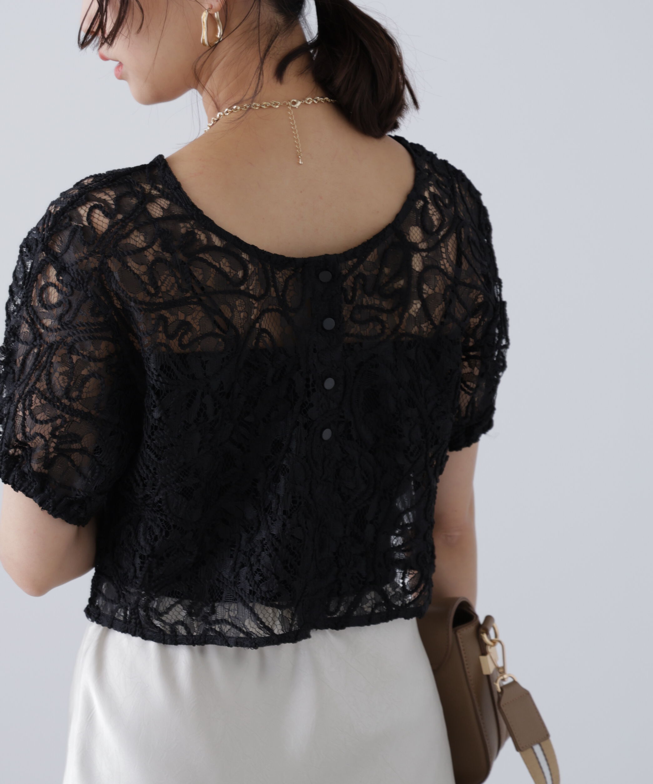  「レースコード刺繍前後2wayブラウス」|シャツ・ブラウス|
